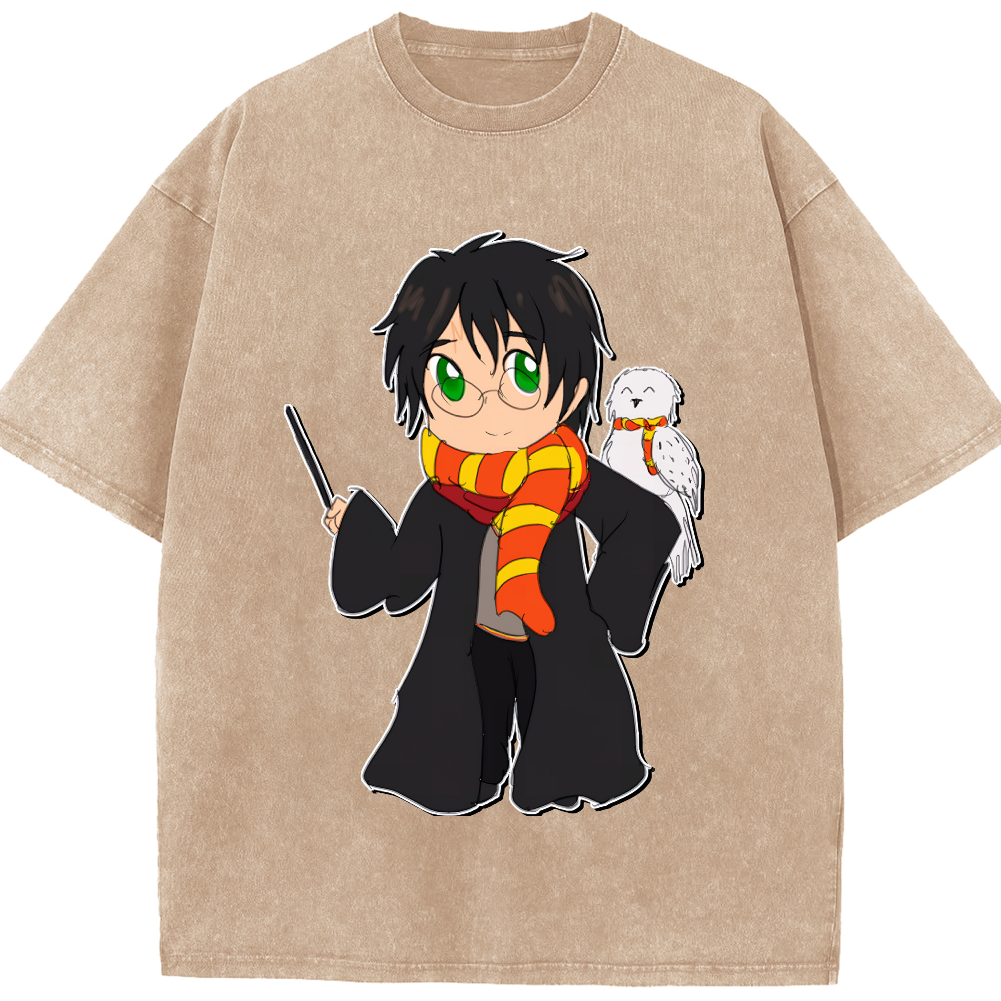（画像用） Harry Potter ハリー・ポッターシリーズ 綿100% ヴィンテージ風 半袖Tシャツ（フロントプリント）