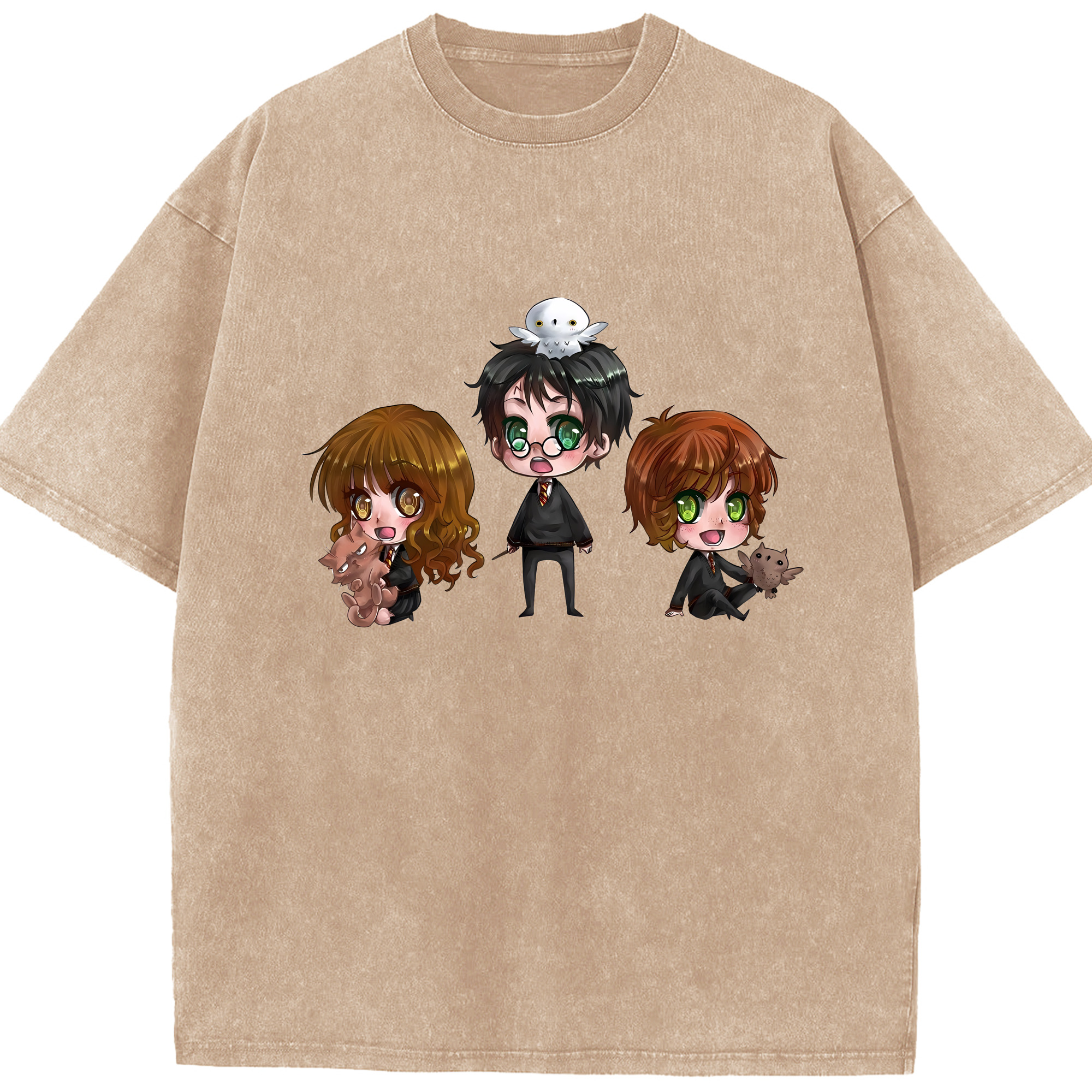 （画像用） Harry Potter ハリー・ポッターシリーズ 綿100% ヴィンテージ風 半袖Tシャツ（フロントプリント）