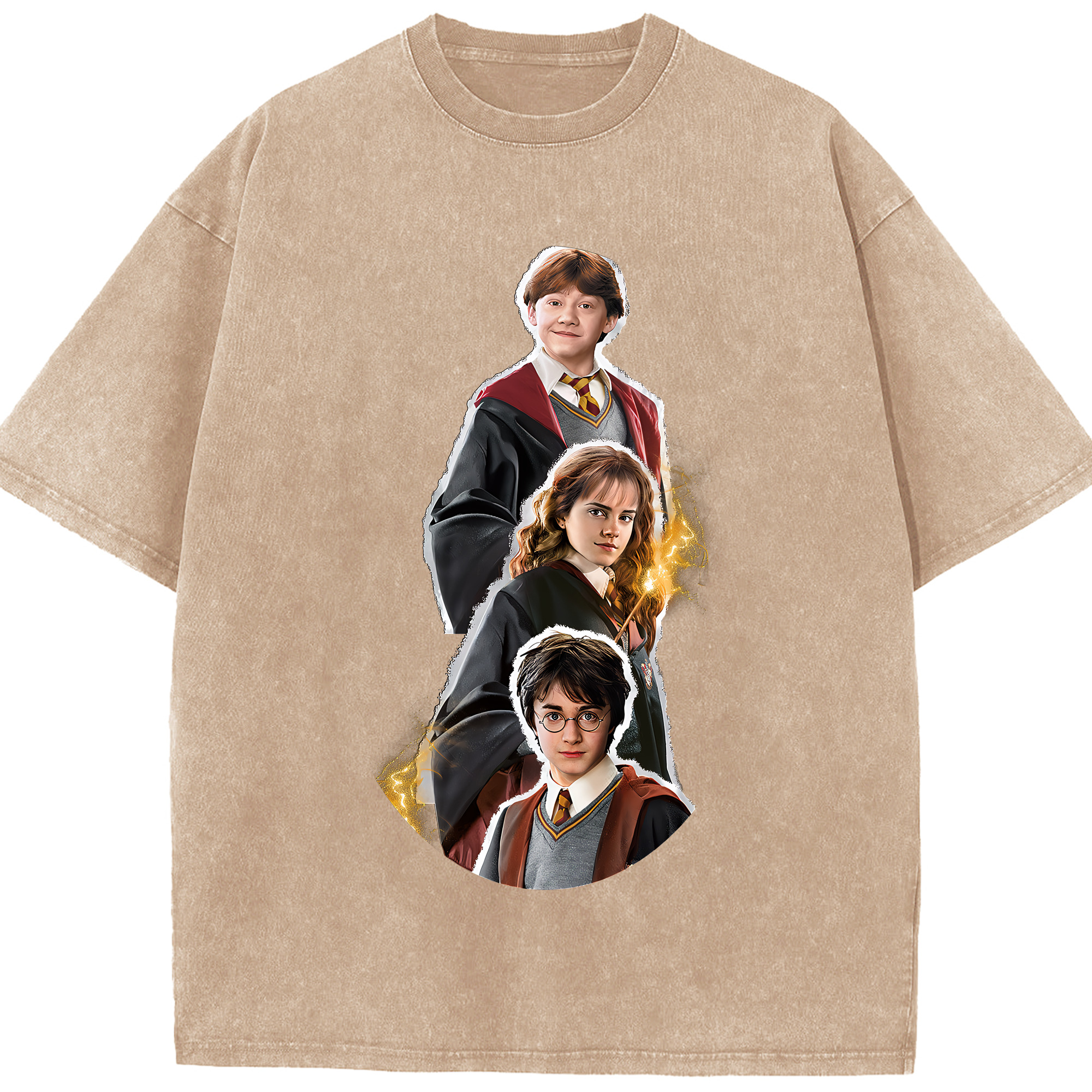（画像用） Harry Potter ハリー・ポッターシリーズ 綿100% ヴィンテージ風 半袖Tシャツ（フロントプリント）