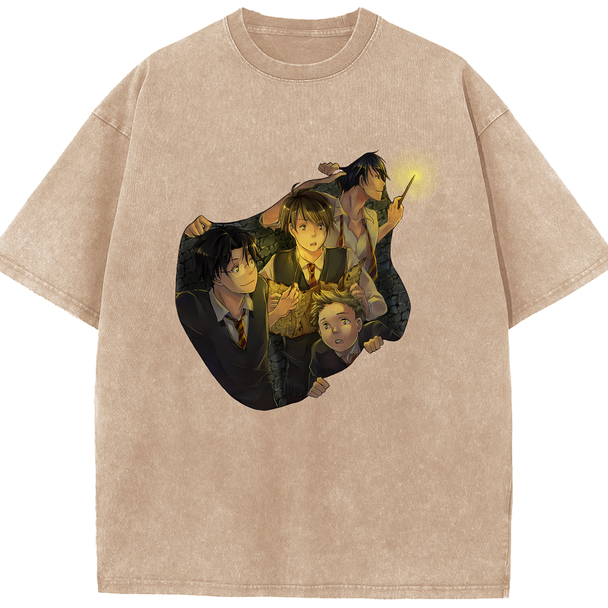 （画像用） Harry Potter ハリー・ポッターシリーズ 綿100% ヴィンテージ風 半袖Tシャツ（フロントプリント）