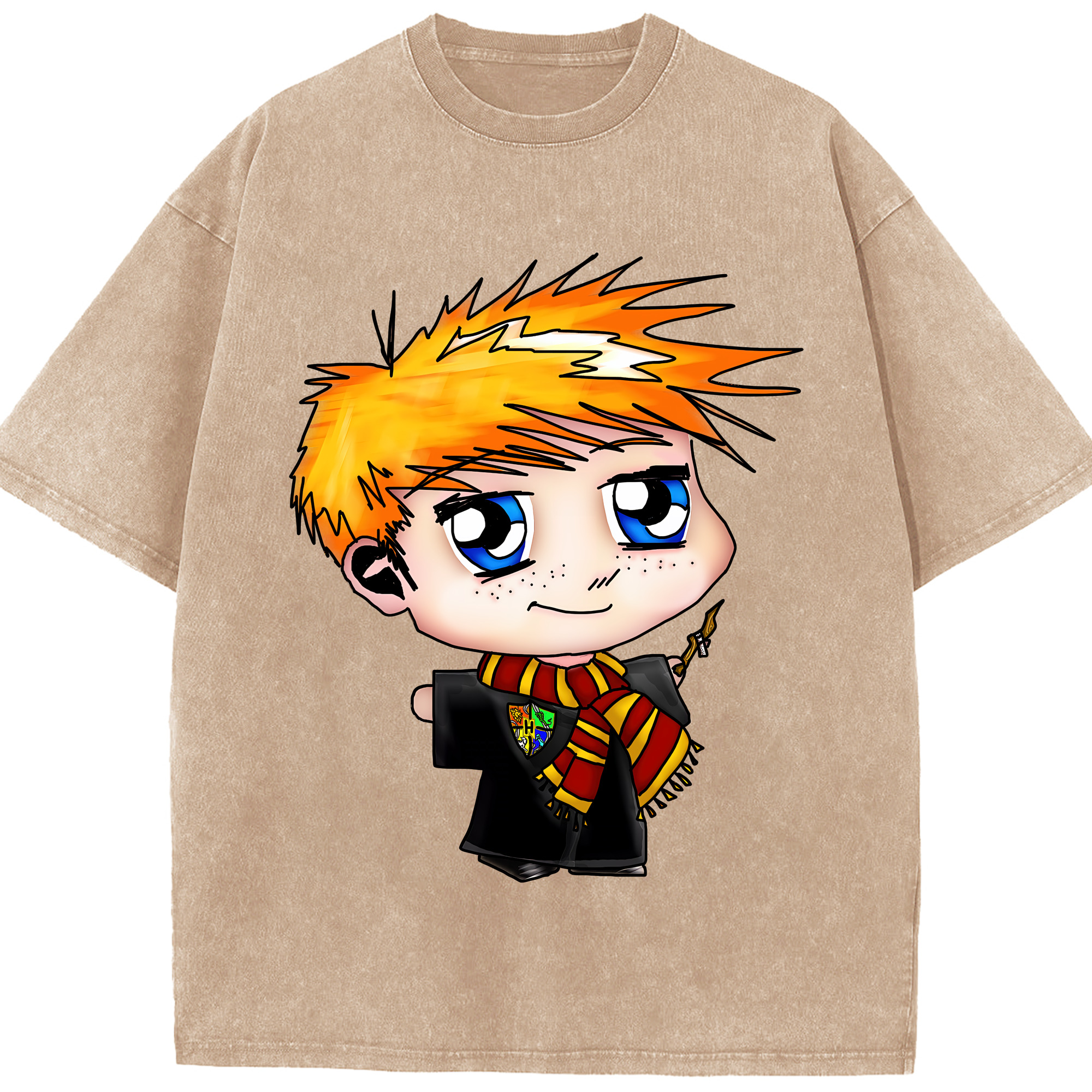 （画像用） Harry Potter ハリー・ポッターシリーズ 綿100% ヴィンテージ風 半袖Tシャツ（フロントプリント）