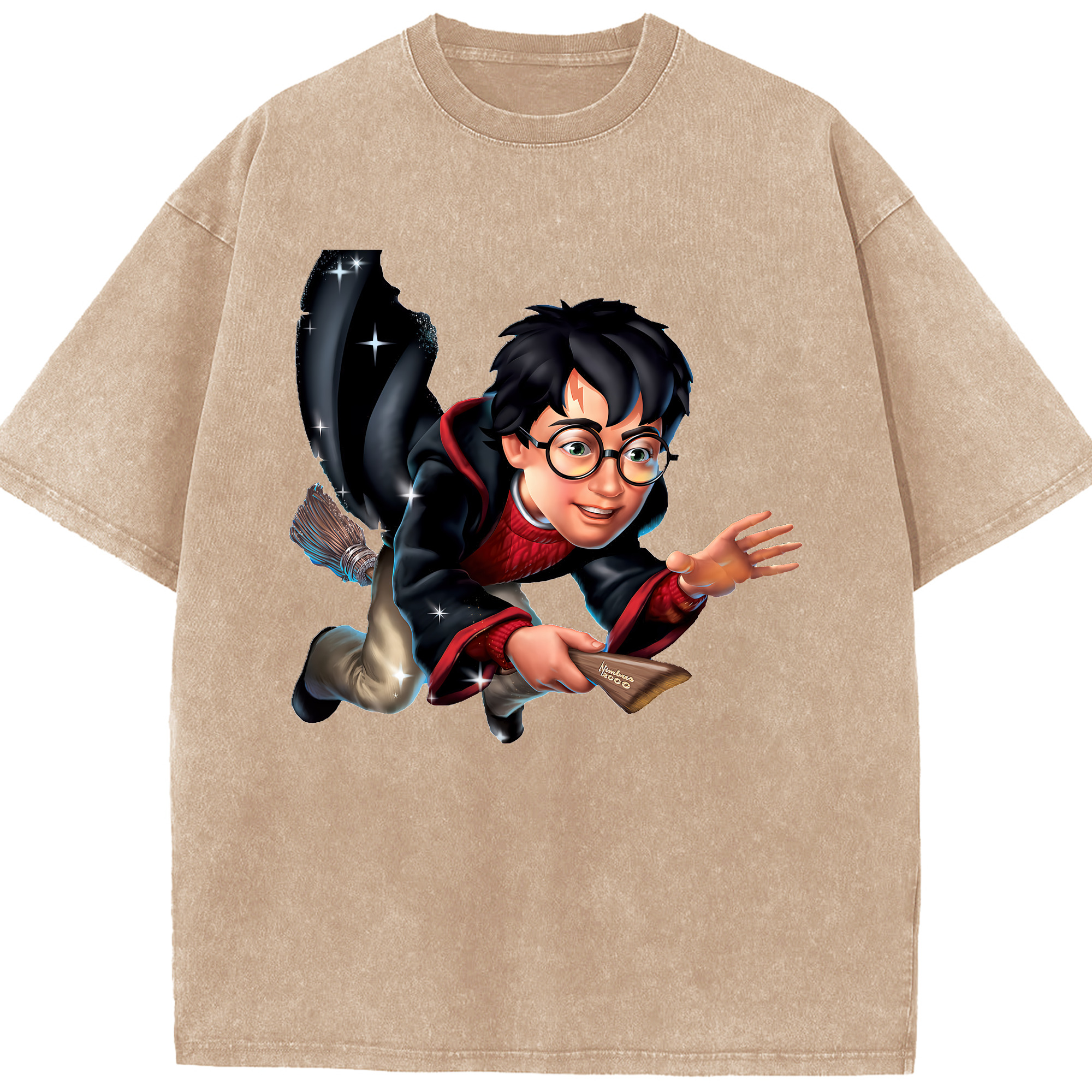 （画像用） Harry Potter ハリー・ポッターシリーズ 綿100% ヴィンテージ風 半袖Tシャツ（フロントプリント）