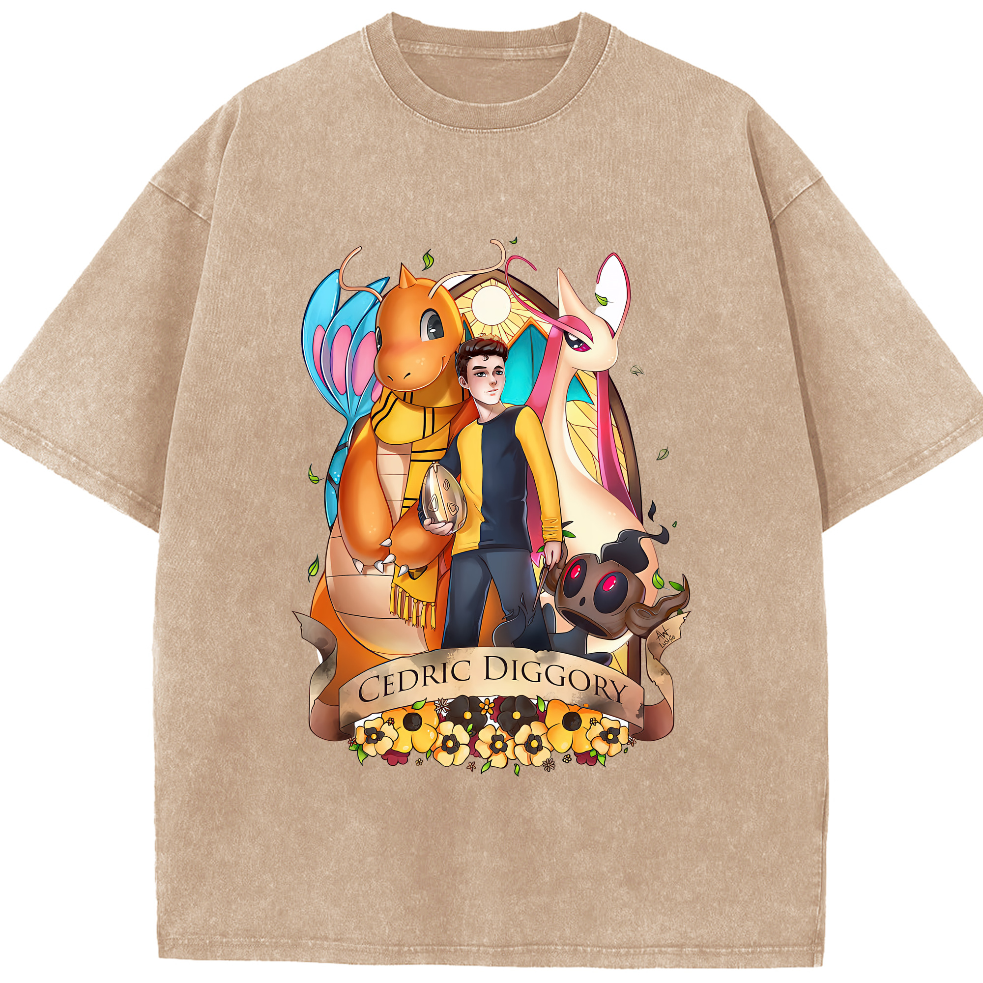 （画像用） Harry Potter ハリー・ポッターシリーズ 綿100% ヴィンテージ風 半袖Tシャツ（フロントプリント）