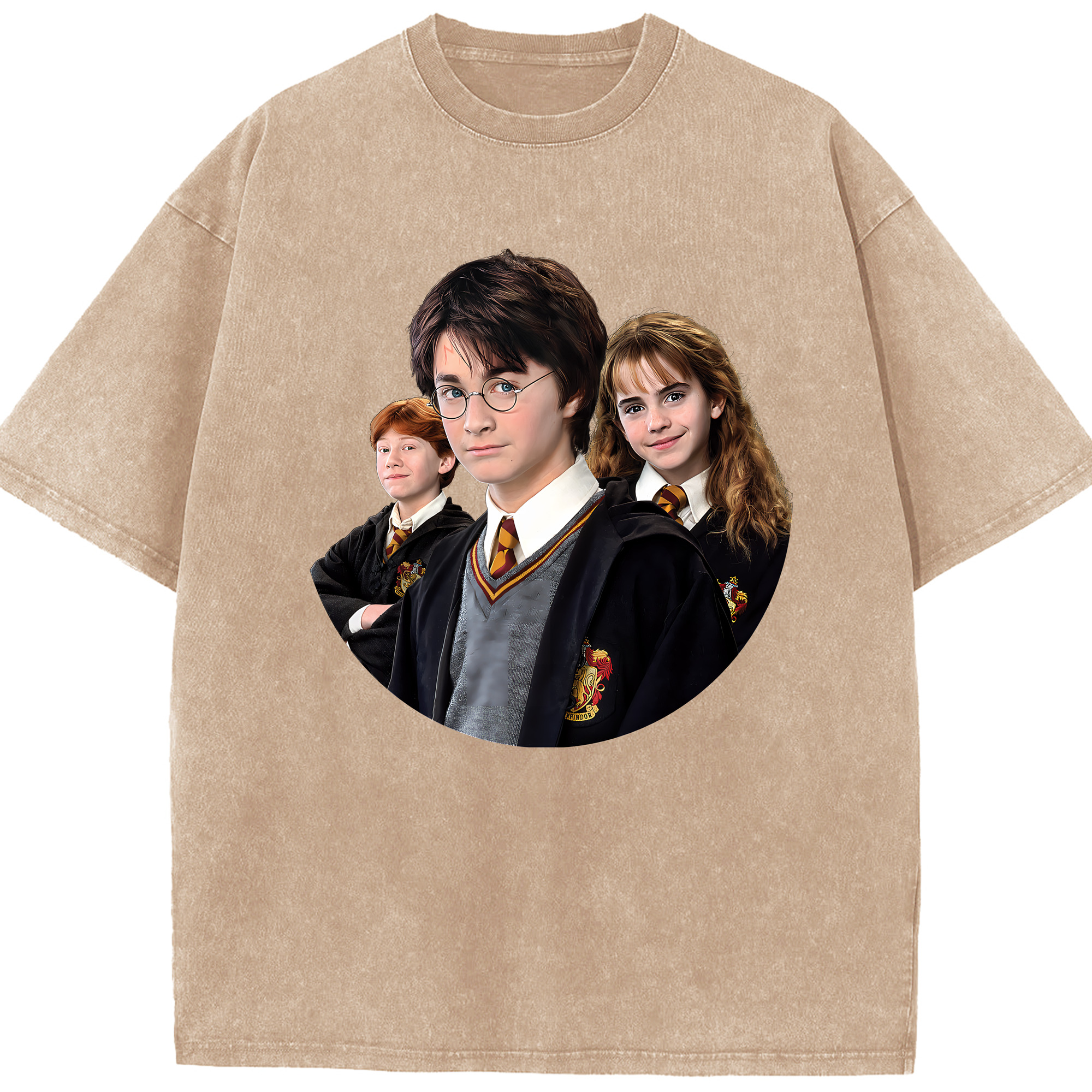 （画像用） Harry Potter ハリー・ポッターシリーズ 綿100% ヴィンテージ風 半袖Tシャツ（フロントプリント）