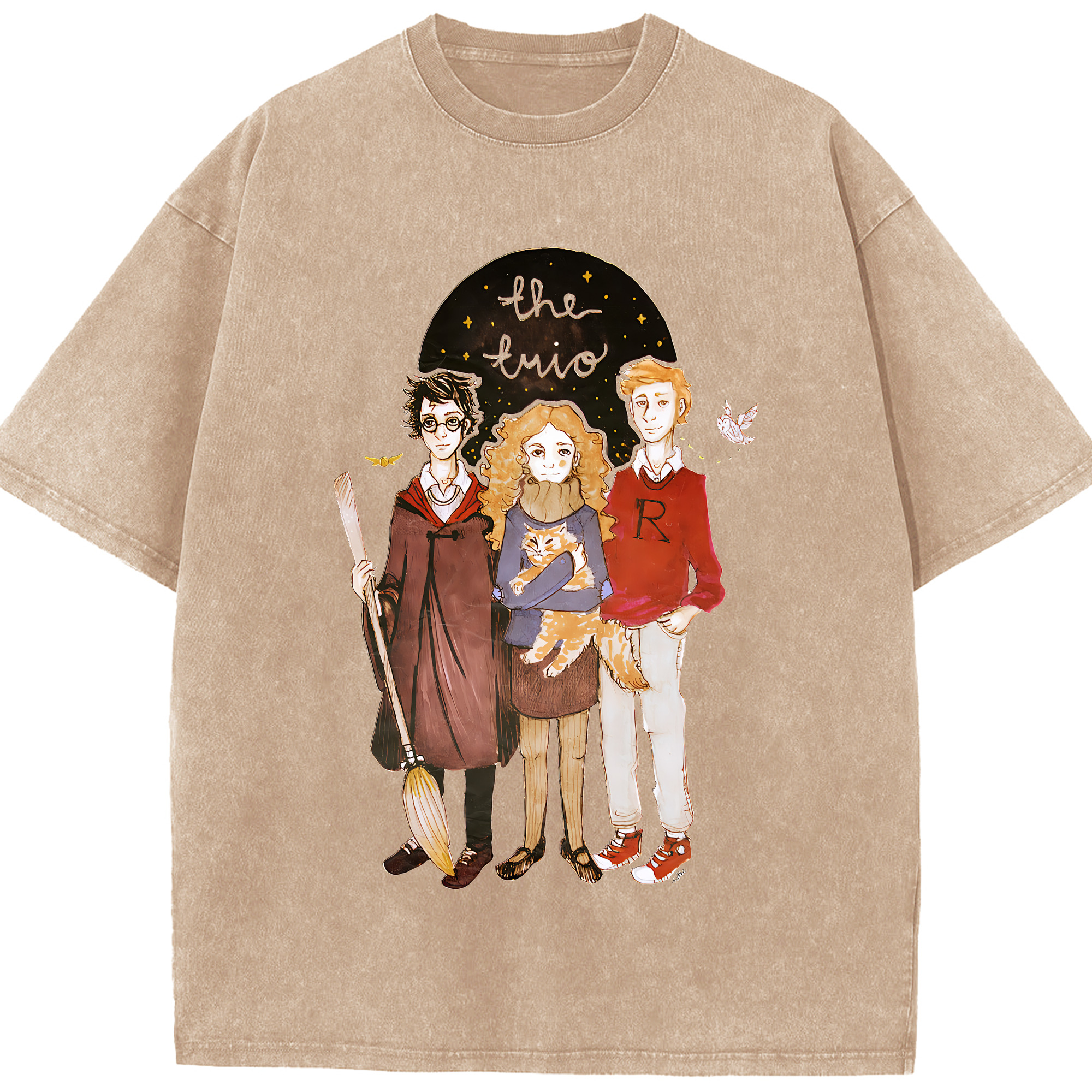 （画像用） Harry Potter ハリー・ポッターシリーズ 綿100% ヴィンテージ風 半袖Tシャツ（フロントプリント）