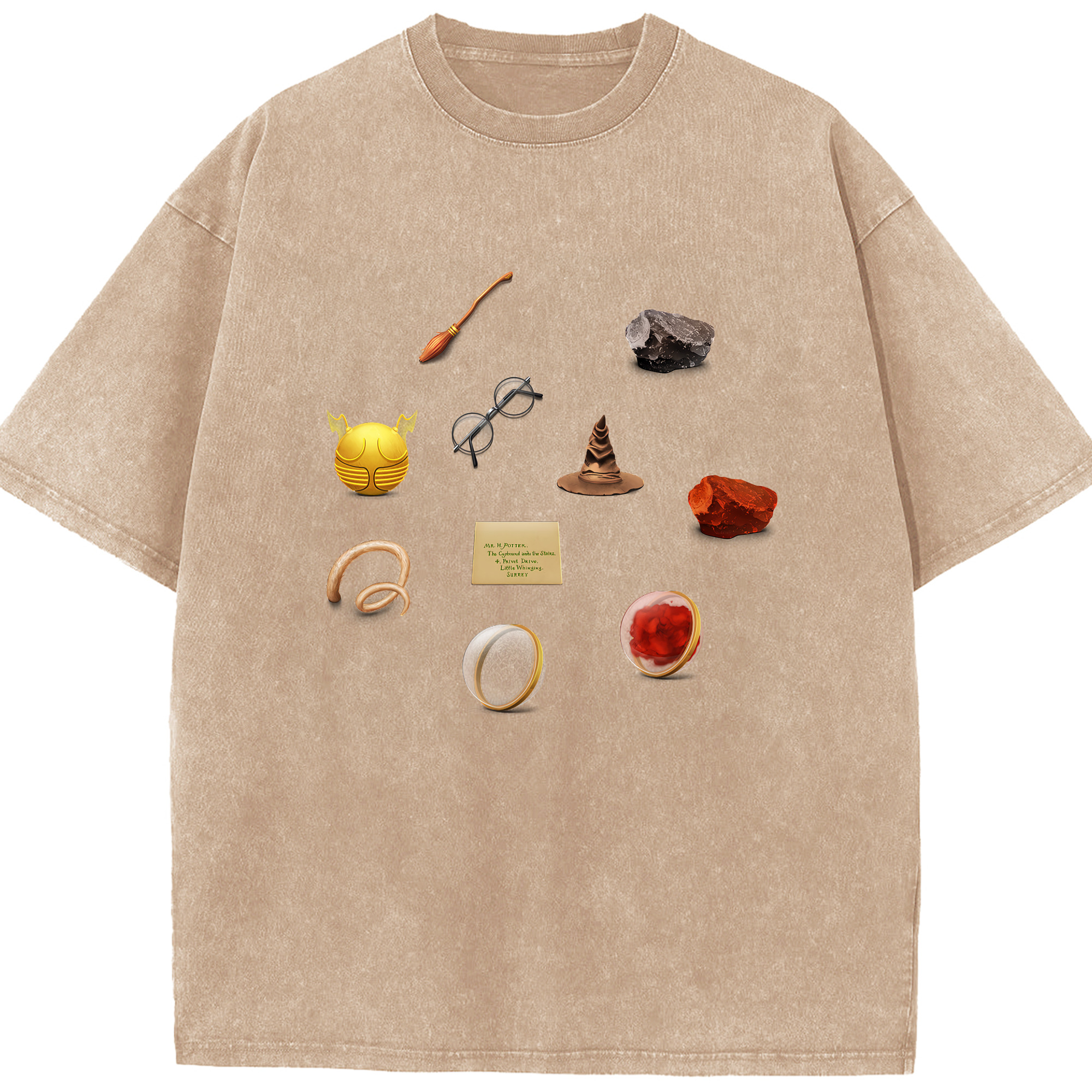 （画像用） Harry Potter ハリー・ポッターシリーズ 綿100% ヴィンテージ風 半袖Tシャツ（フロントプリント）