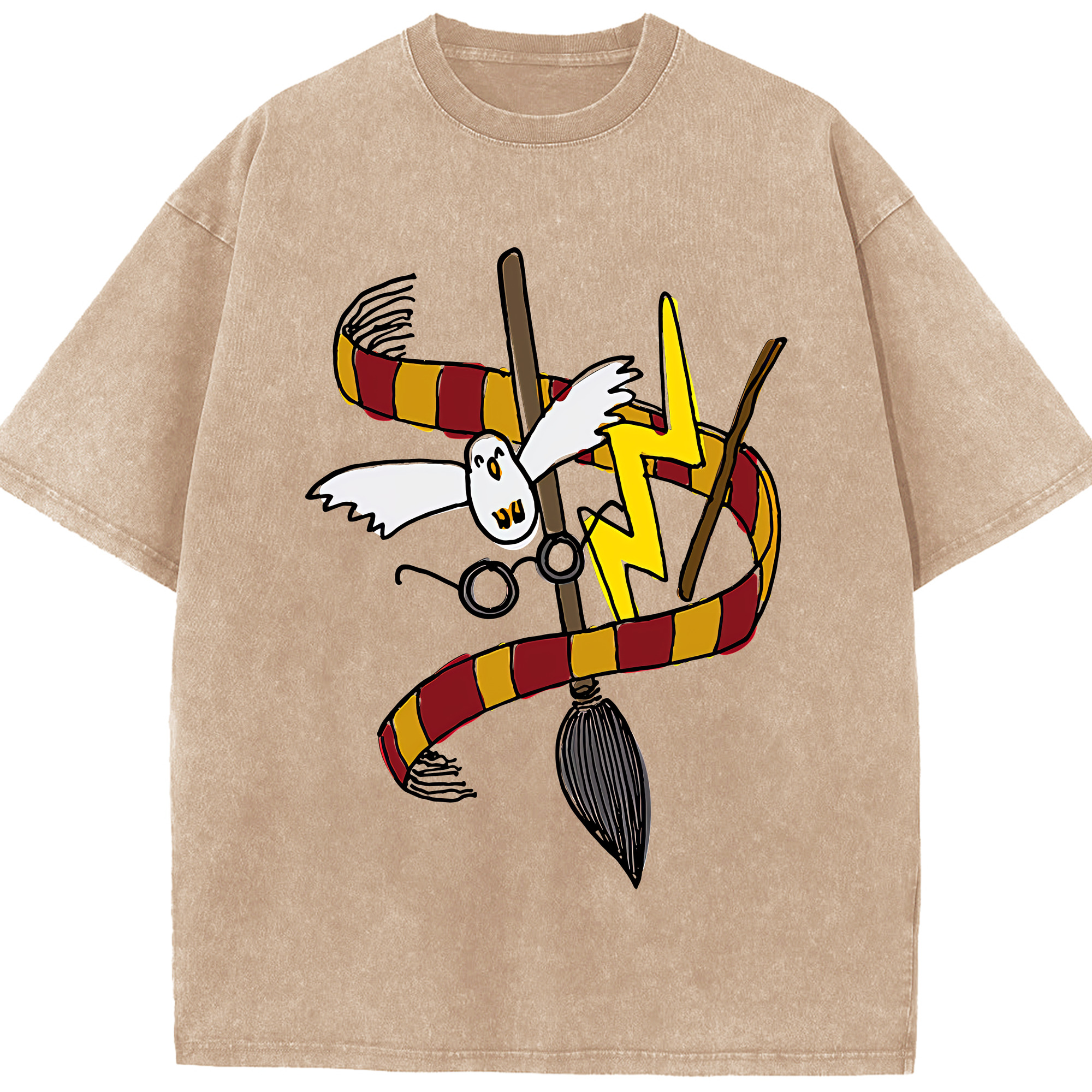 （画像用） Harry Potter ハリー・ポッターシリーズ 綿100% ヴィンテージ風 半袖Tシャツ（フロントプリント）