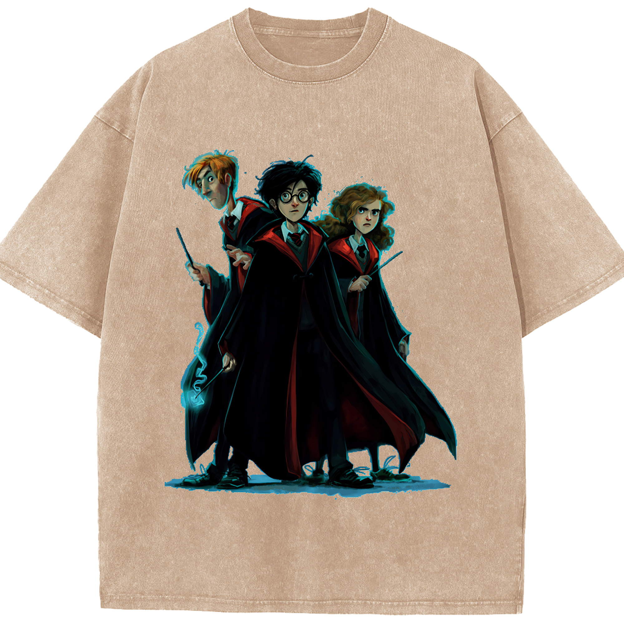 （画像用） Harry Potter ハリー・ポッターシリーズ 綿100% ヴィンテージ風 半袖Tシャツ（フロントプリント）