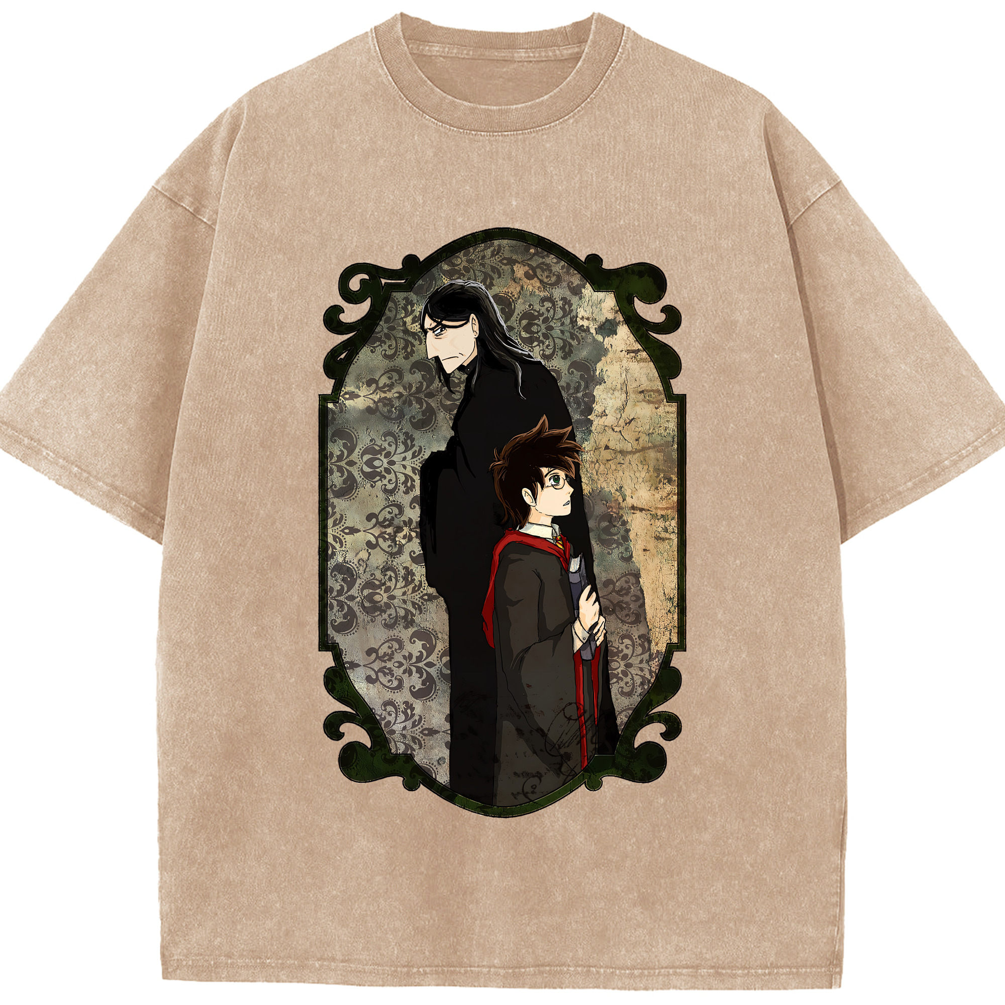 （画像用） Harry Potter ハリー・ポッターシリーズ 綿100% ヴィンテージ風 半袖Tシャツ（フロントプリント）