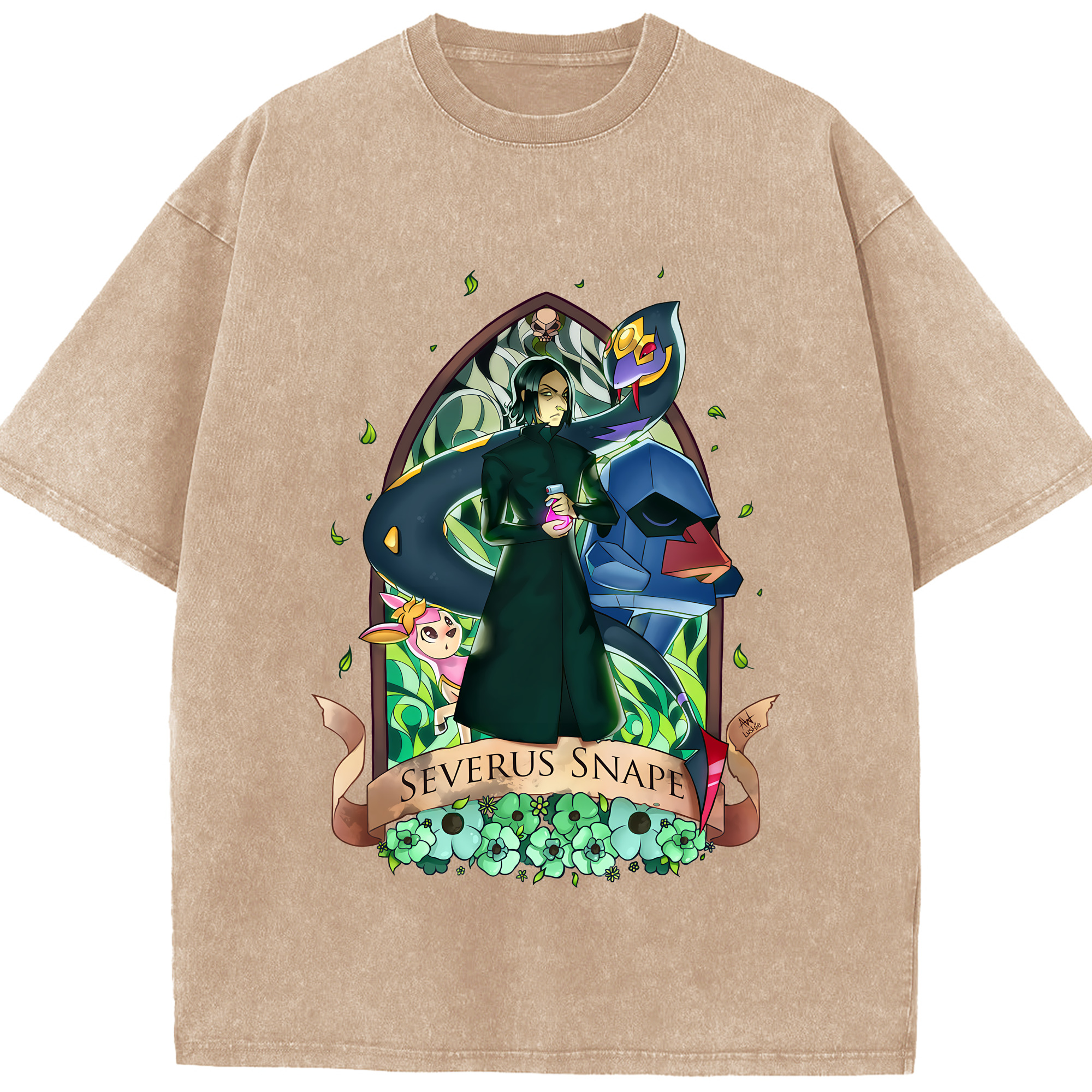 （画像用） Harry Potter ハリー・ポッターシリーズ 綿100% ヴィンテージ風 半袖Tシャツ（フロントプリント）