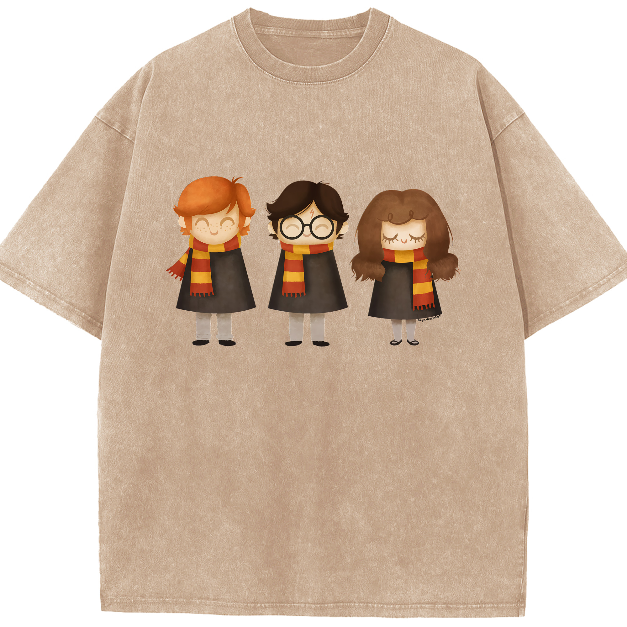 （画像用） Harry Potter ハリー・ポッターシリーズ 綿100% ヴィンテージ風 半袖Tシャツ（フロントプリント）