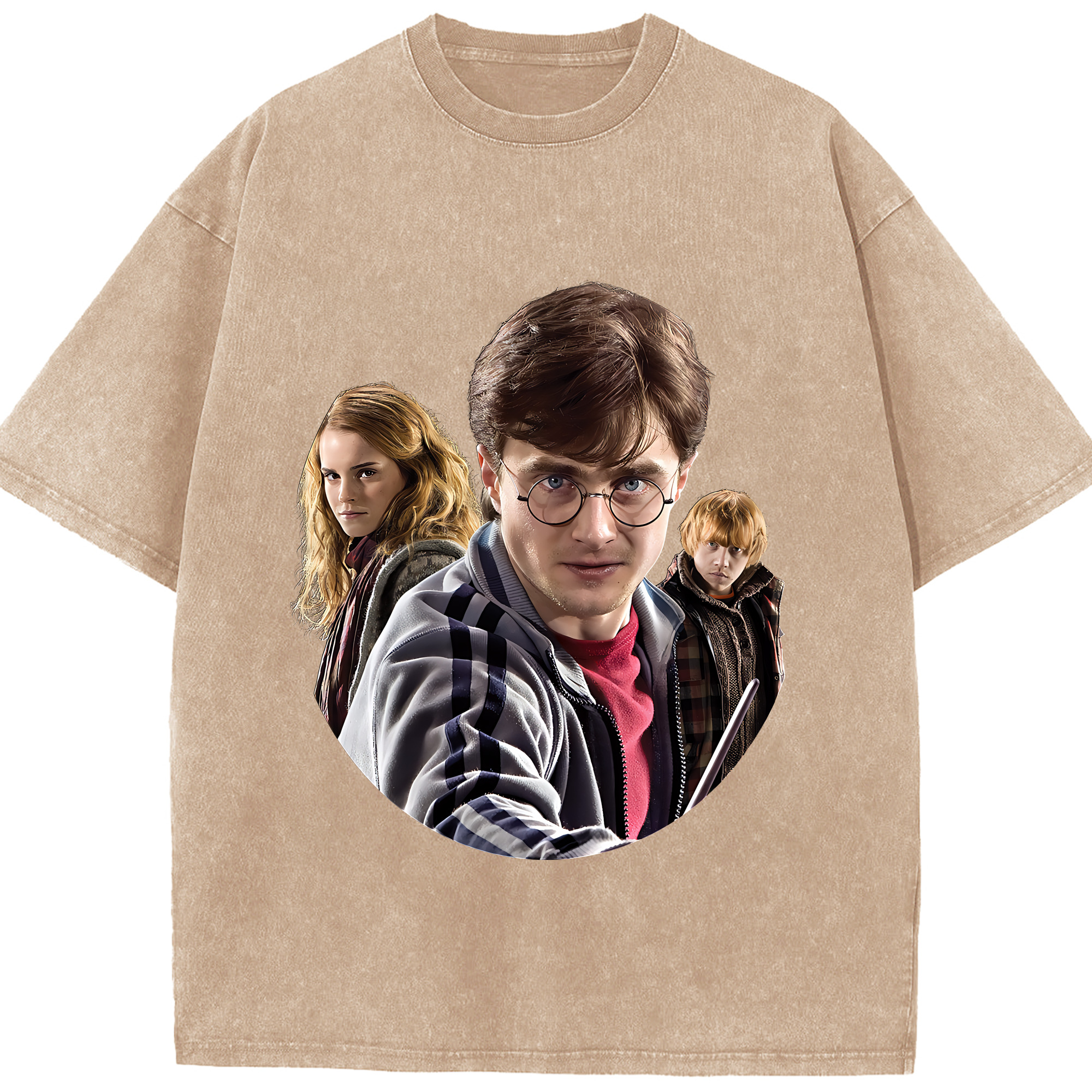 （画像用） Harry Potter ハリー・ポッターシリーズ 綿100% ヴィンテージ風 半袖Tシャツ（フロントプリント）