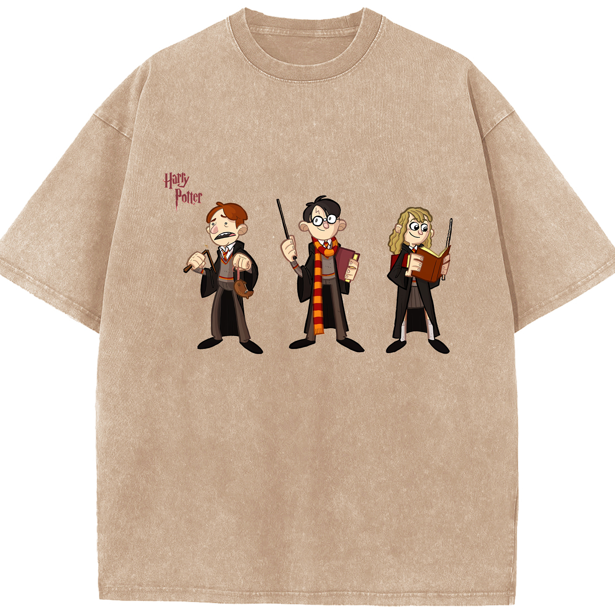 （画像用） Harry Potter ハリー・ポッターシリーズ 綿100% ヴィンテージ風 半袖Tシャツ（フロントプリント）