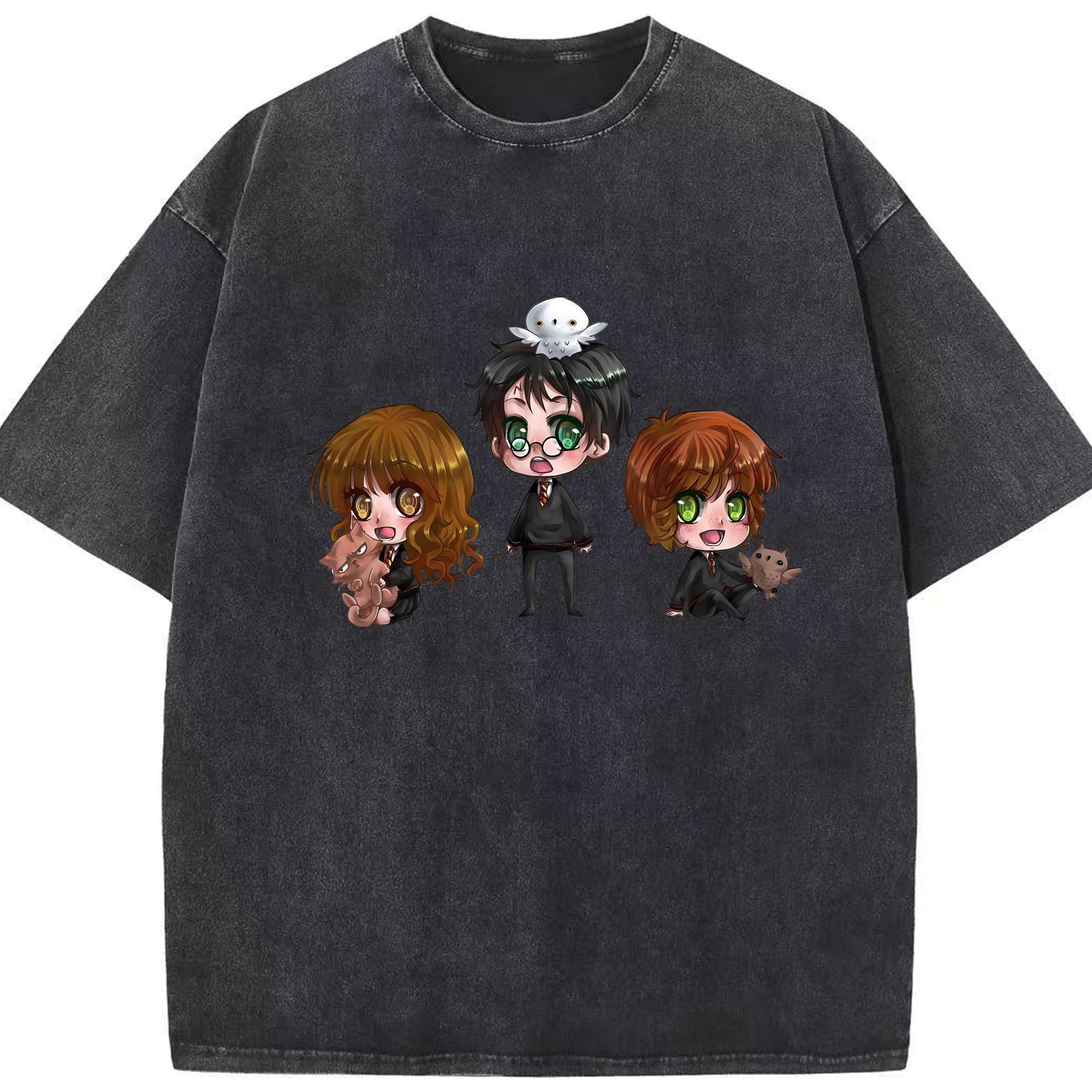 （画像用） Harry Potter ハリー・ポッターシリーズ 綿100% ヴィンテージ風 半袖Tシャツ（フロントプリント）