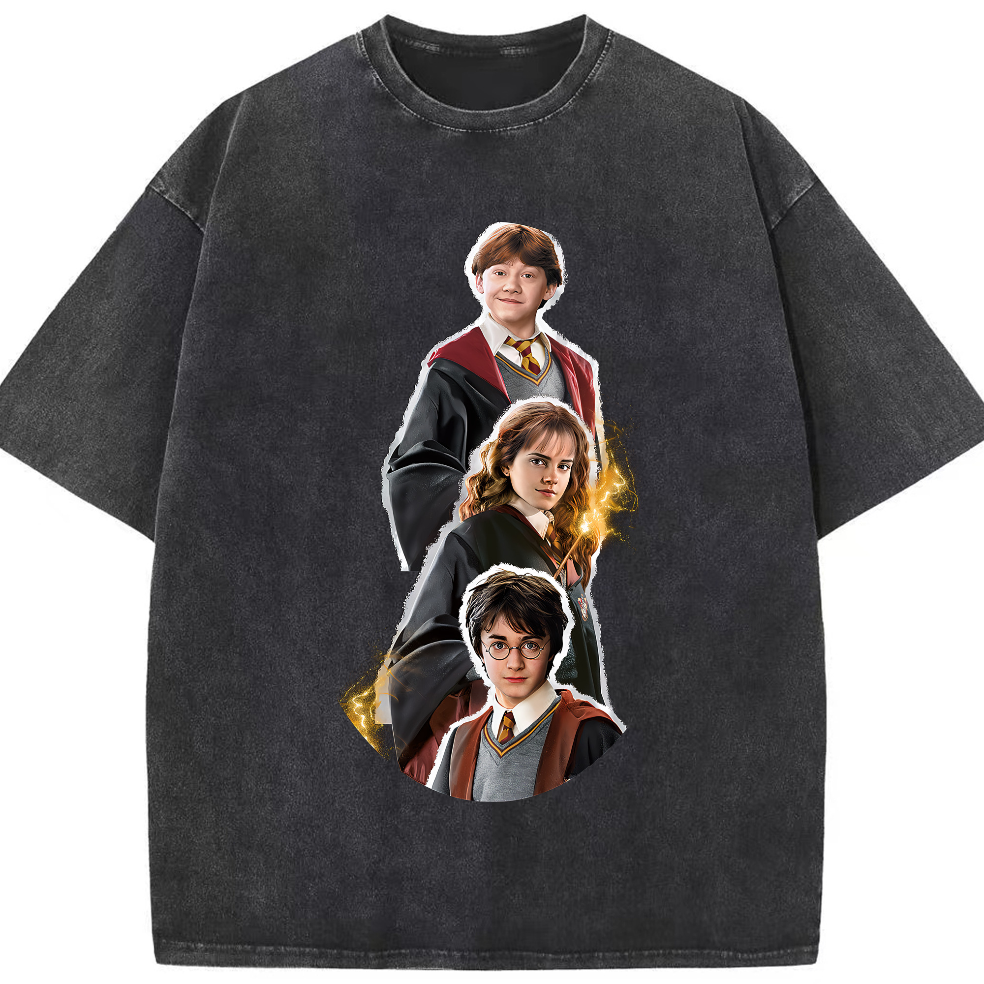 （画像用） Harry Potter ハリー・ポッターシリーズ 綿100% ヴィンテージ風 半袖Tシャツ（フロントプリント）