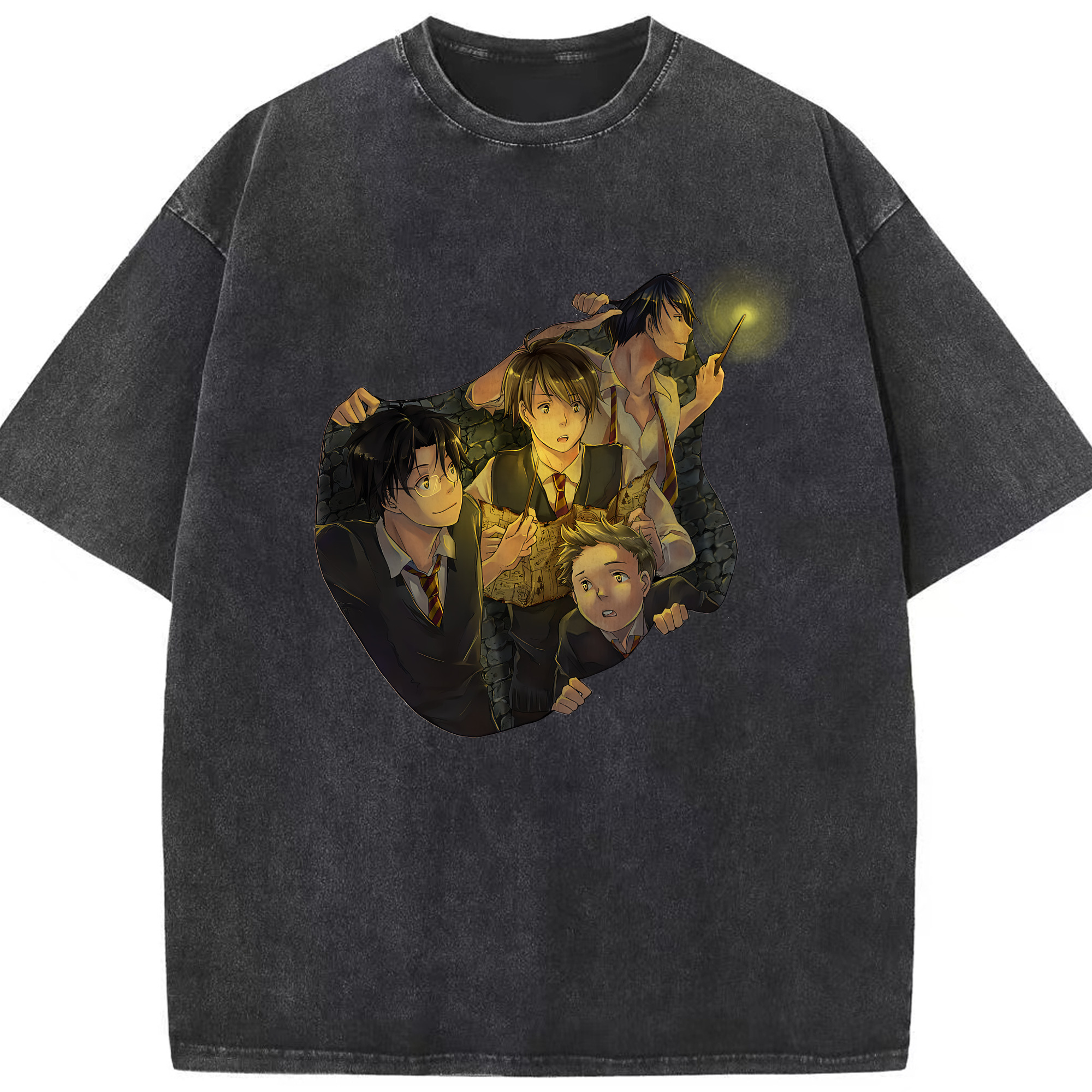 （画像用） Harry Potter ハリー・ポッターシリーズ 綿100% ヴィンテージ風 半袖Tシャツ（フロントプリント）