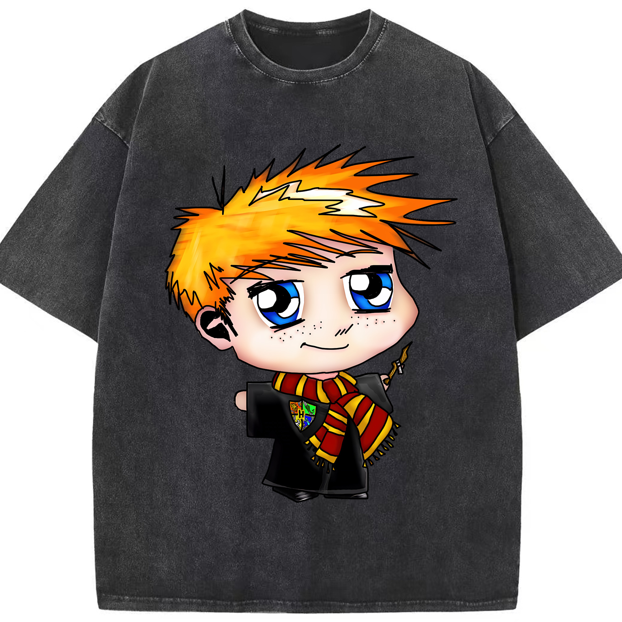 （画像用） Harry Potter ハリー・ポッターシリーズ 綿100% ヴィンテージ風 半袖Tシャツ（フロントプリント）