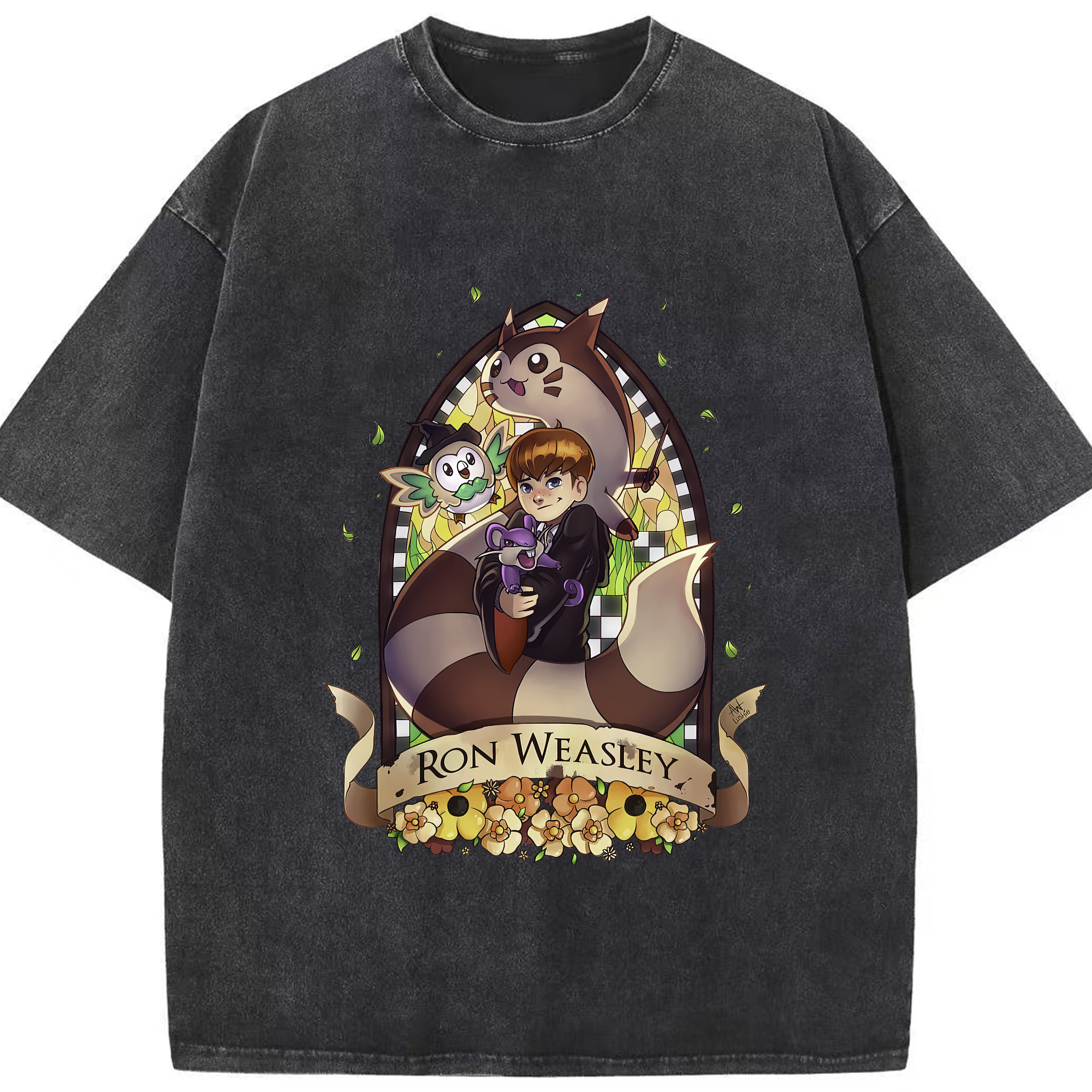 （画像用） Harry Potter ハリー・ポッターシリーズ 綿100% ヴィンテージ風 半袖Tシャツ（フロントプリント）
