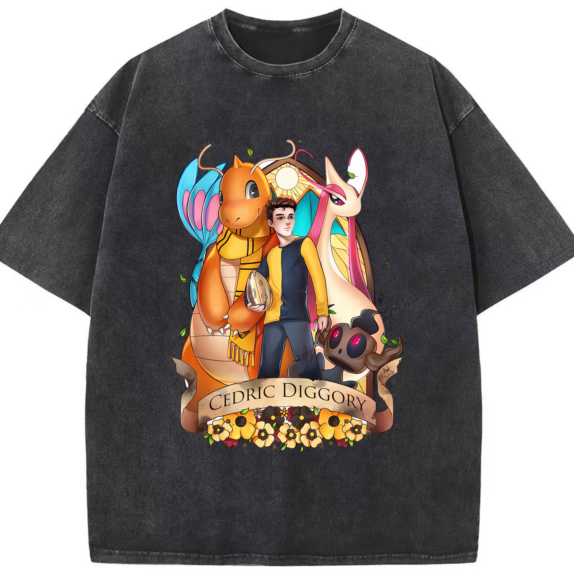 （画像用） Harry Potter ハリー・ポッターシリーズ 綿100% ヴィンテージ風 半袖Tシャツ（フロントプリント）