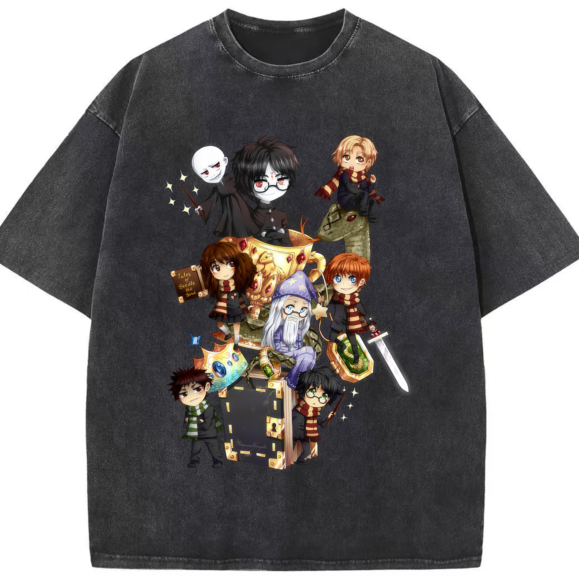 （画像用） Harry Potter ハリー・ポッターシリーズ 綿100% ヴィンテージ風 半袖Tシャツ（フロントプリント）