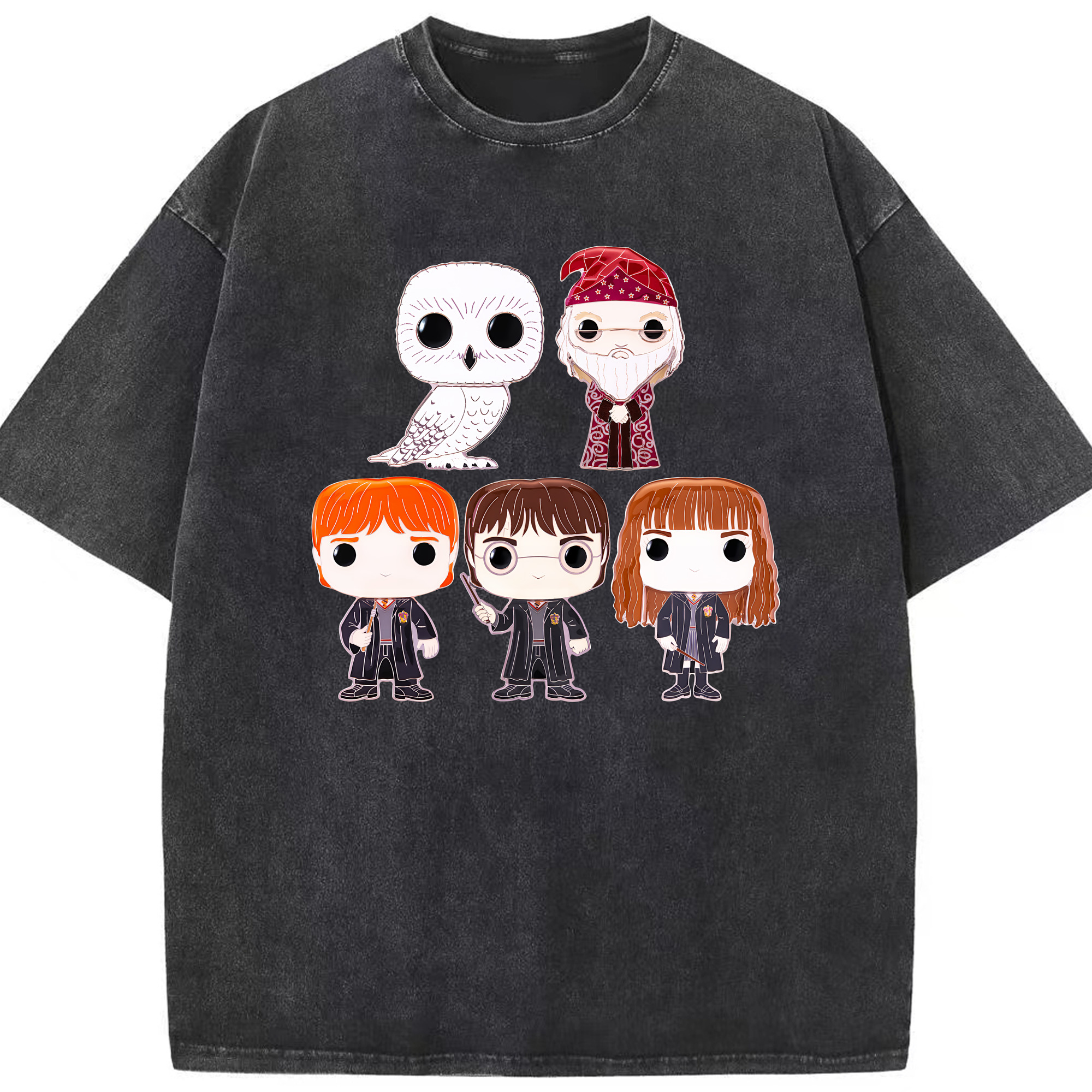 （画像用） Harry Potter ハリー・ポッターシリーズ 綿100% ヴィンテージ風 半袖Tシャツ（フロントプリント）