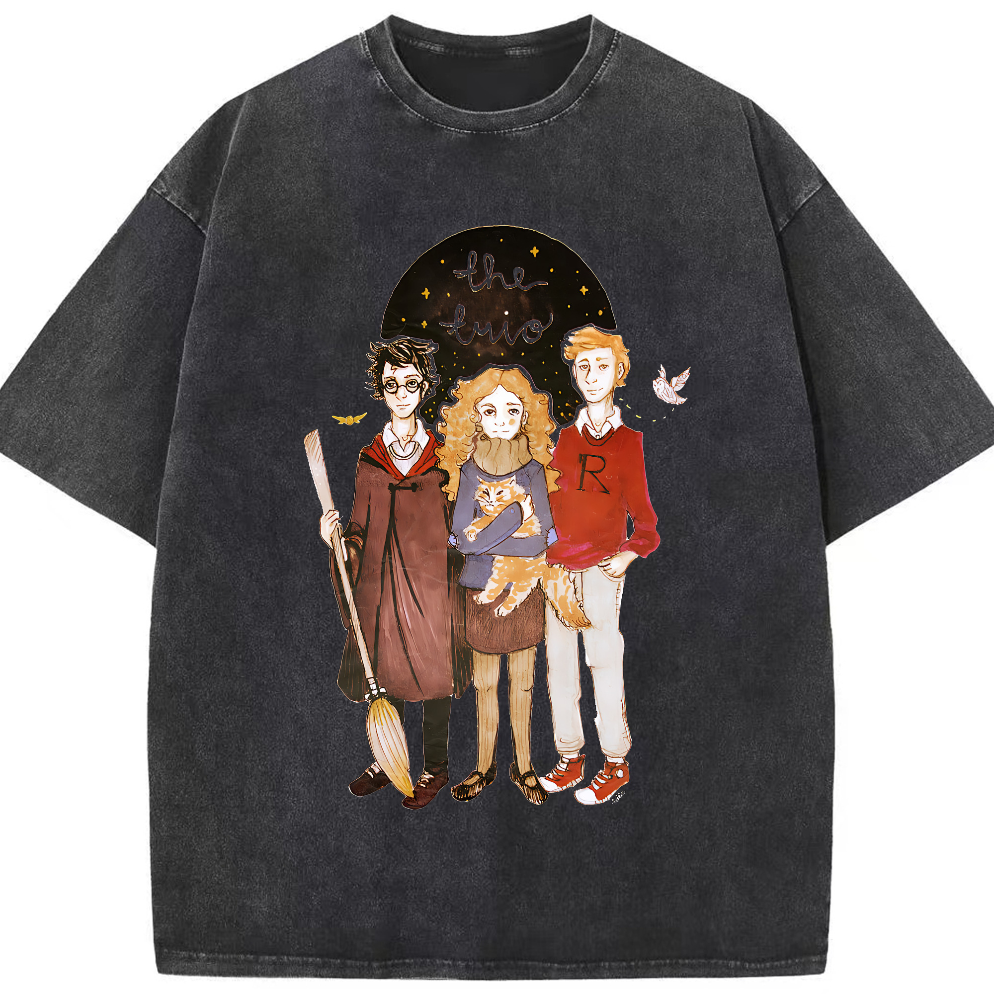 （画像用） Harry Potter ハリー・ポッターシリーズ 綿100% ヴィンテージ風 半袖Tシャツ（フロントプリント）