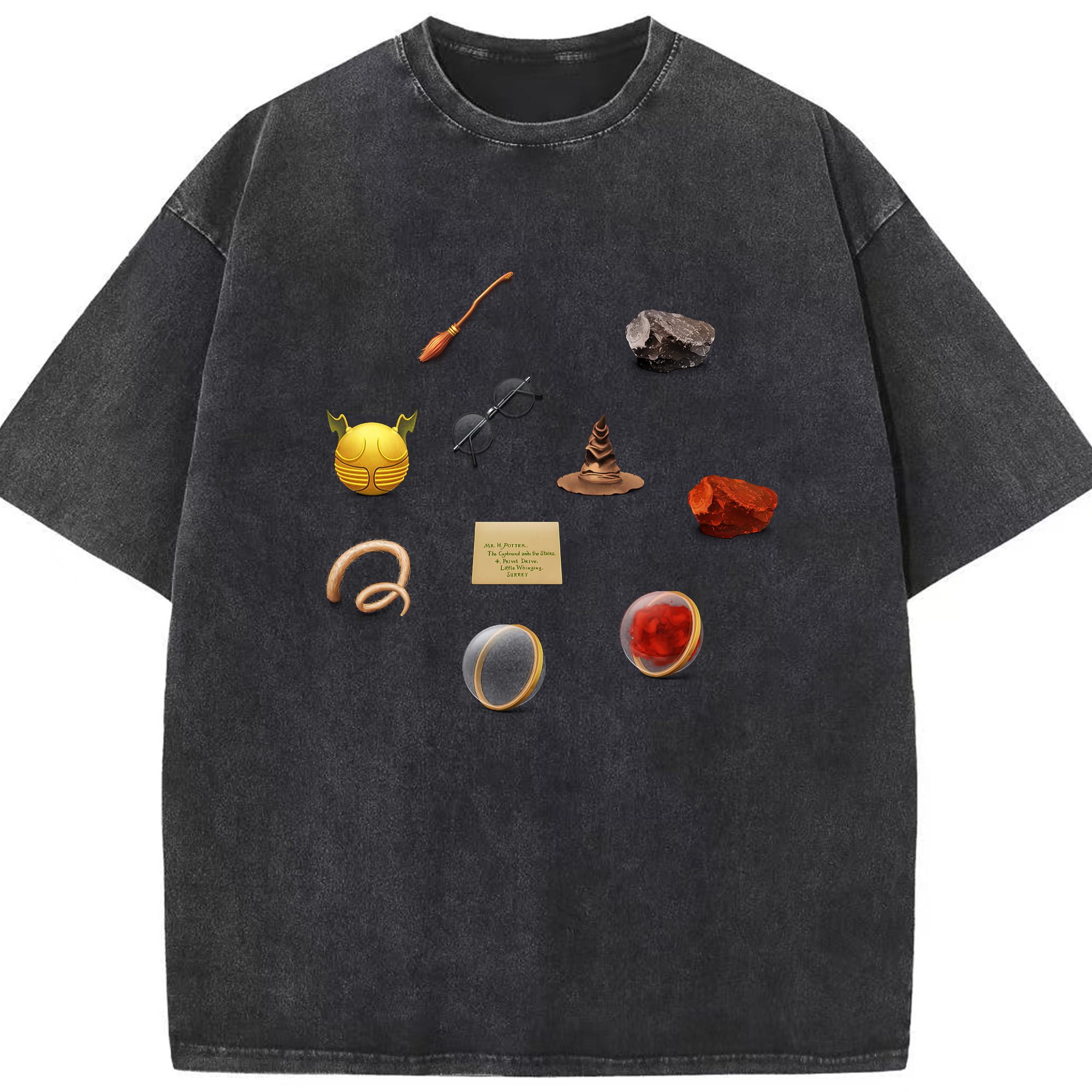 （画像用） Harry Potter ハリー・ポッターシリーズ 綿100% ヴィンテージ風 半袖Tシャツ（フロントプリント）