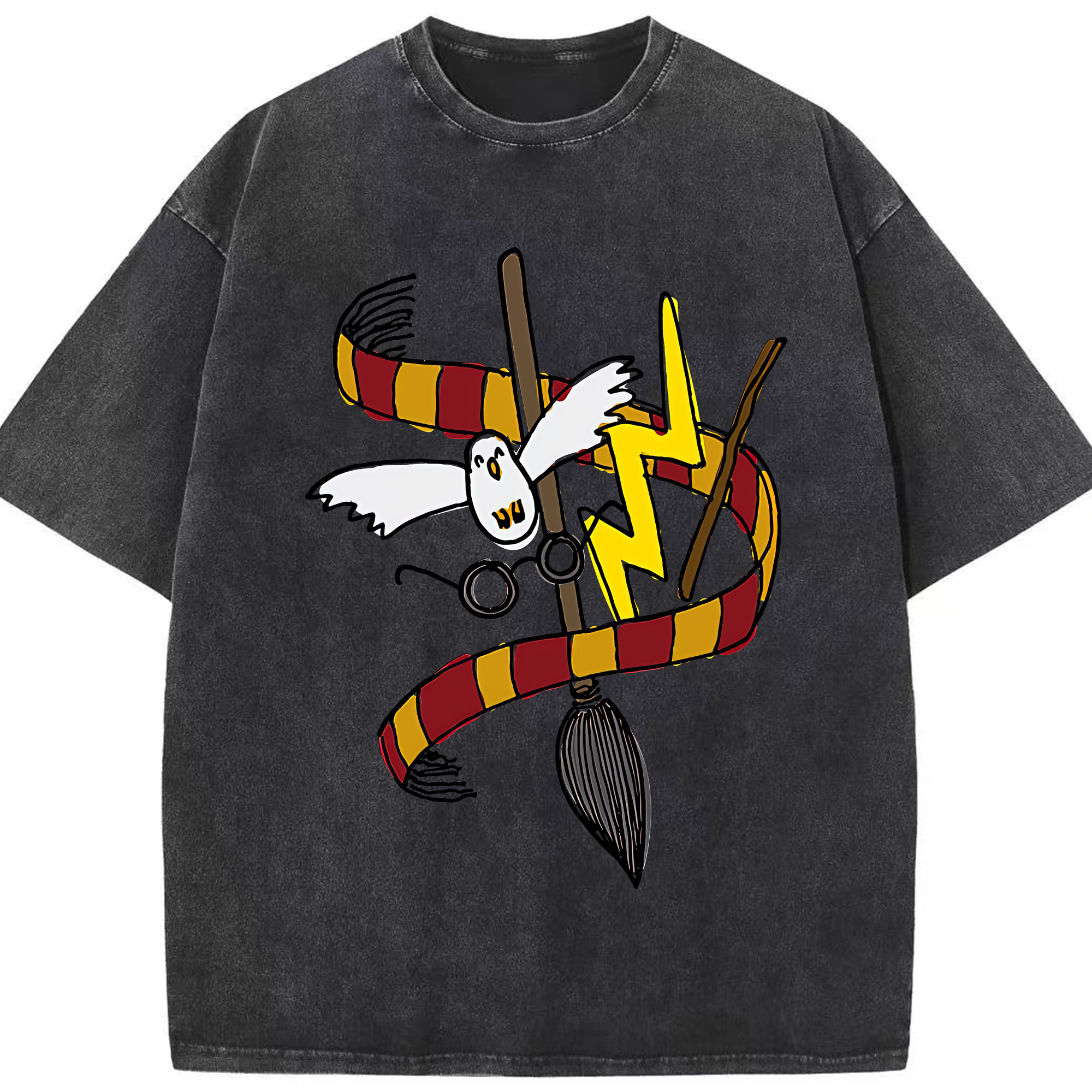 （画像用） Harry Potter ハリー・ポッターシリーズ 綿100% ヴィンテージ風 半袖Tシャツ（フロントプリント）