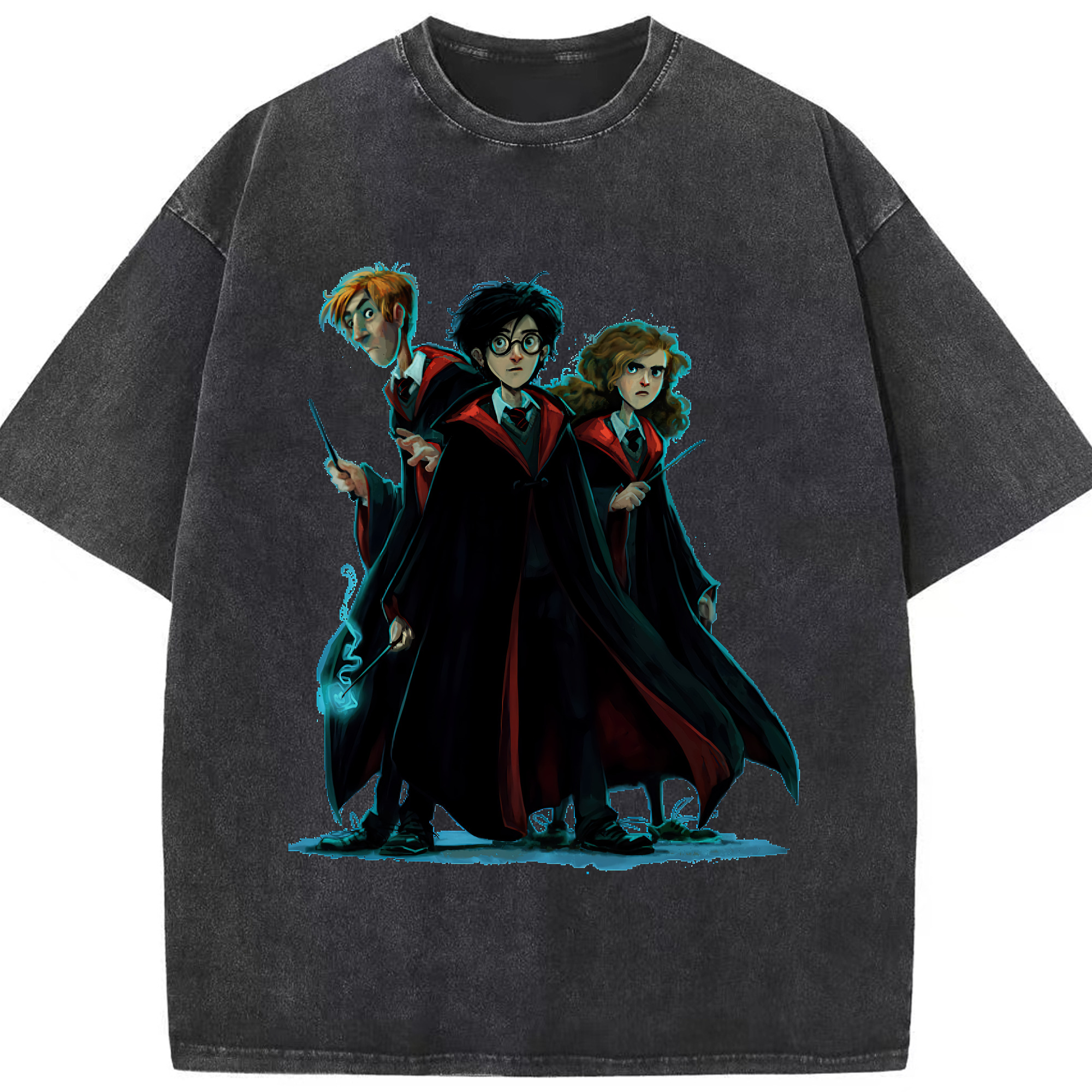 （画像用） Harry Potter ハリー・ポッターシリーズ 綿100% ヴィンテージ風 半袖Tシャツ（フロントプリント）