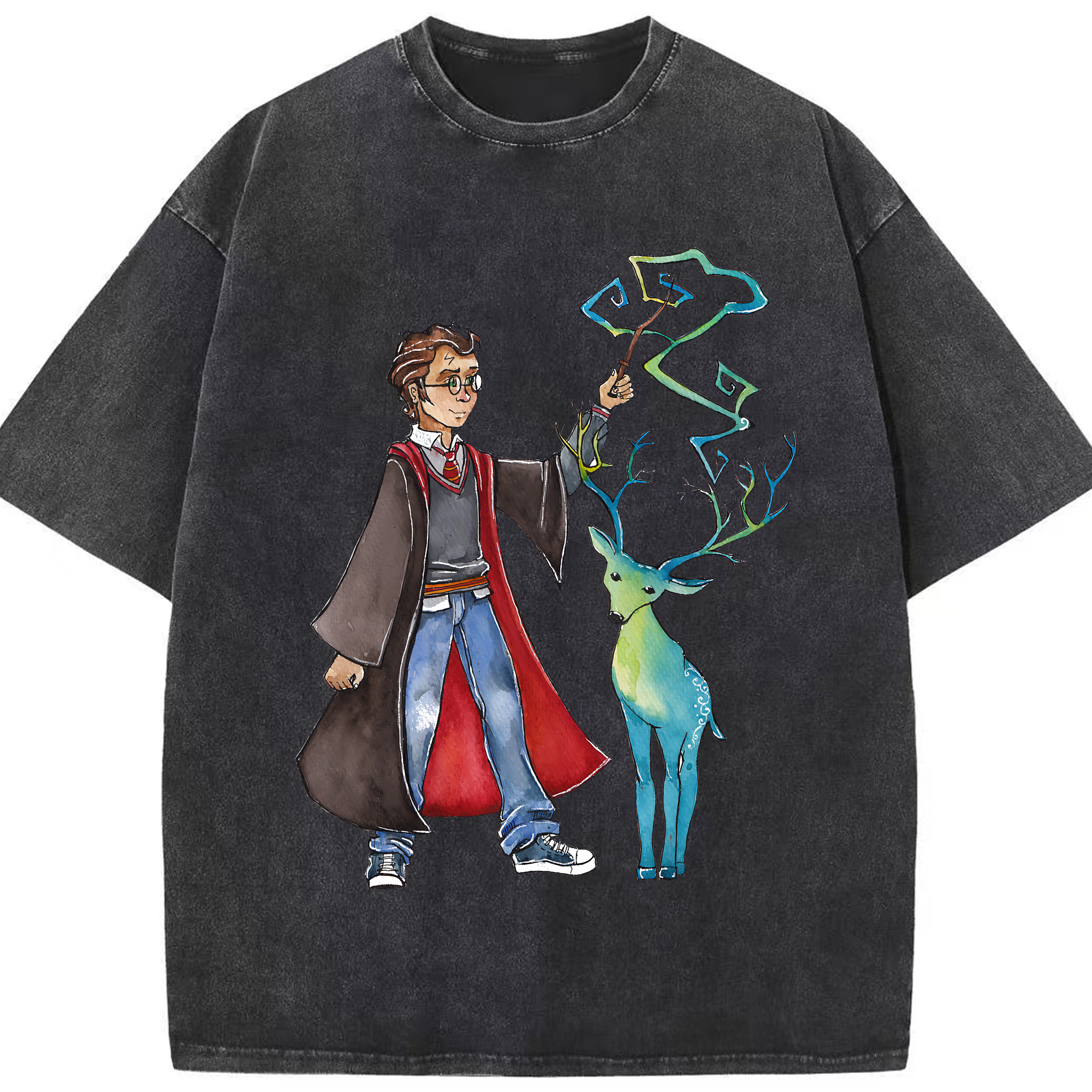 （画像用） Harry Potter ハリー・ポッターシリーズ 綿100% ヴィンテージ風 半袖Tシャツ（フロントプリント）