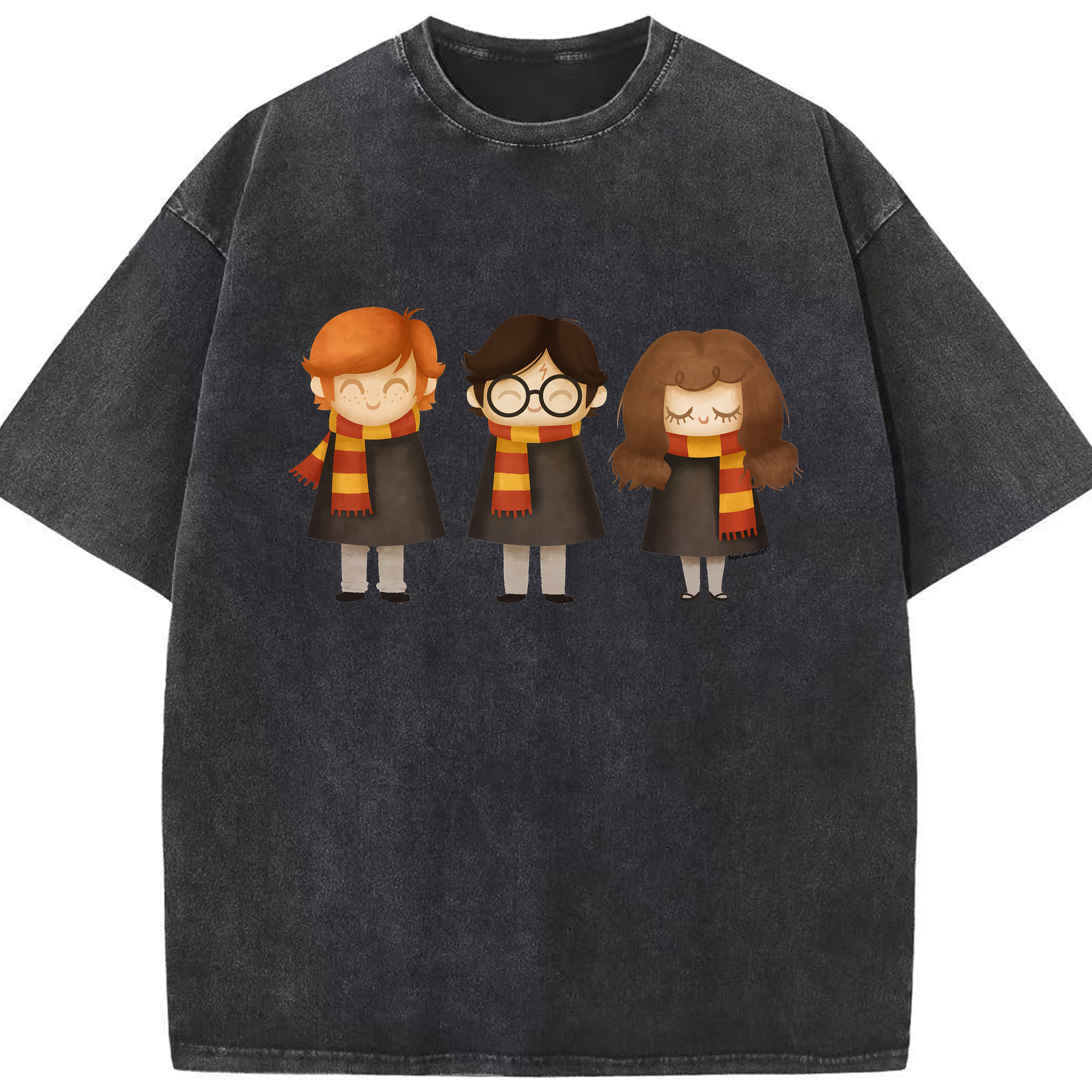 （画像用） Harry Potter ハリー・ポッターシリーズ 綿100% ヴィンテージ風 半袖Tシャツ（フロントプリント）