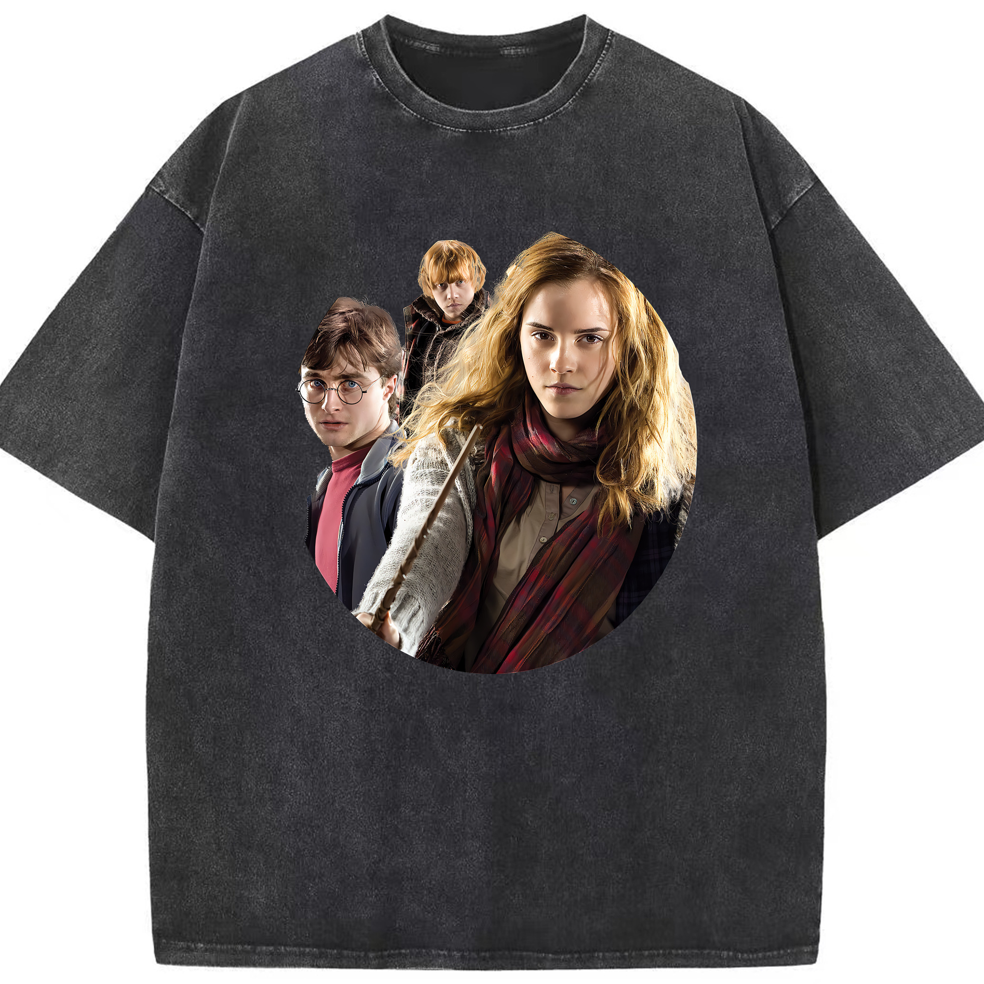 （画像用） Harry Potter ハリー・ポッターシリーズ 綿100% ヴィンテージ風 半袖Tシャツ（フロントプリント）