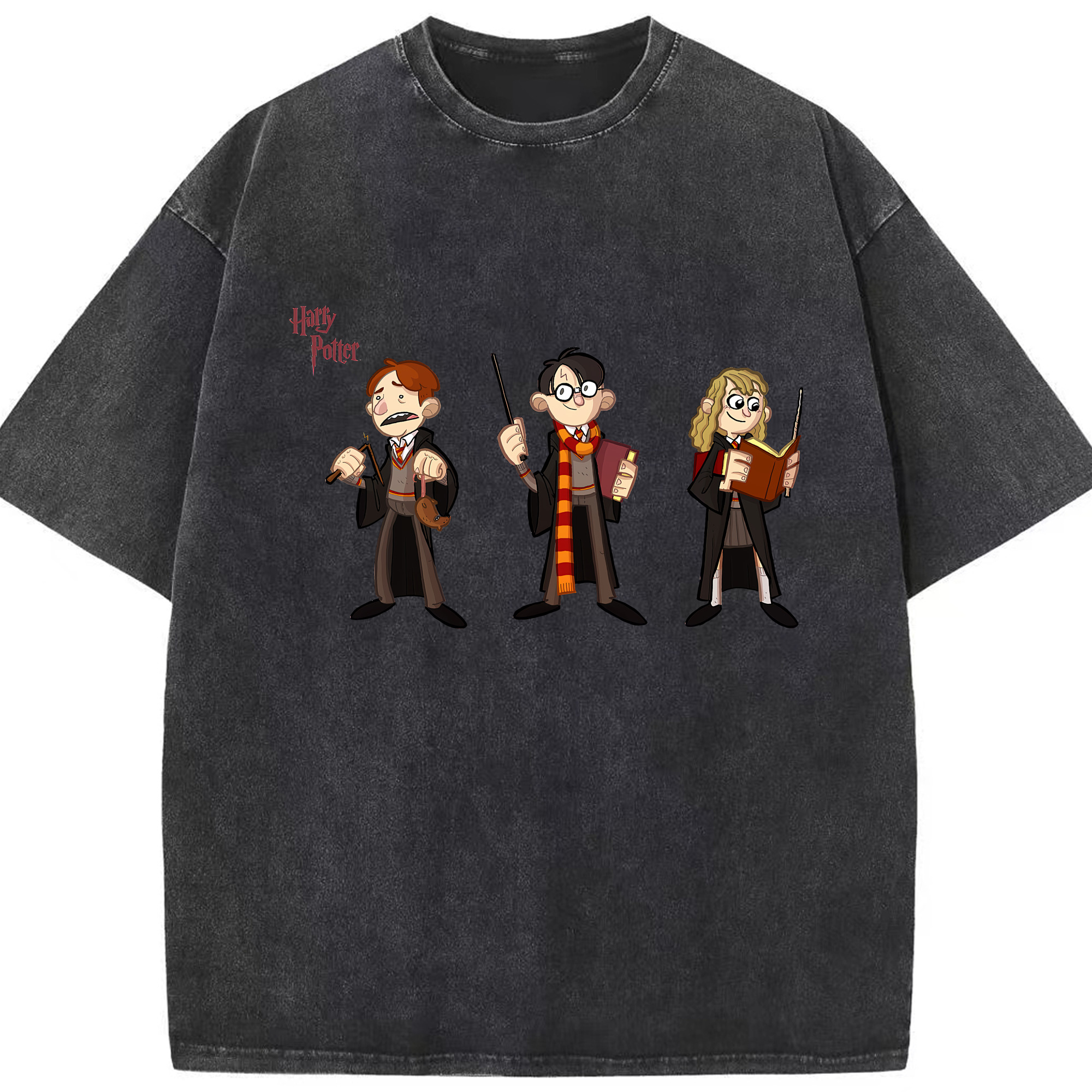 （画像用） Harry Potter ハリー・ポッターシリーズ 綿100% ヴィンテージ風 半袖Tシャツ（フロントプリント）