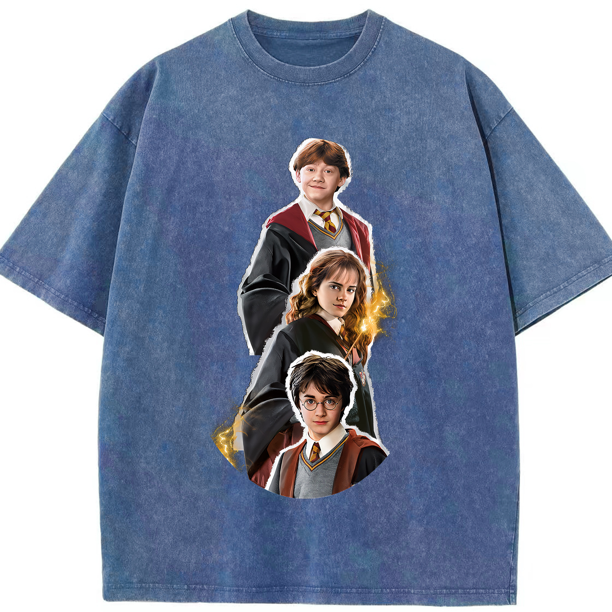（画像用） Harry Potter ハリー・ポッターシリーズ 綿100% ヴィンテージ風 半袖Tシャツ（フロントプリント）