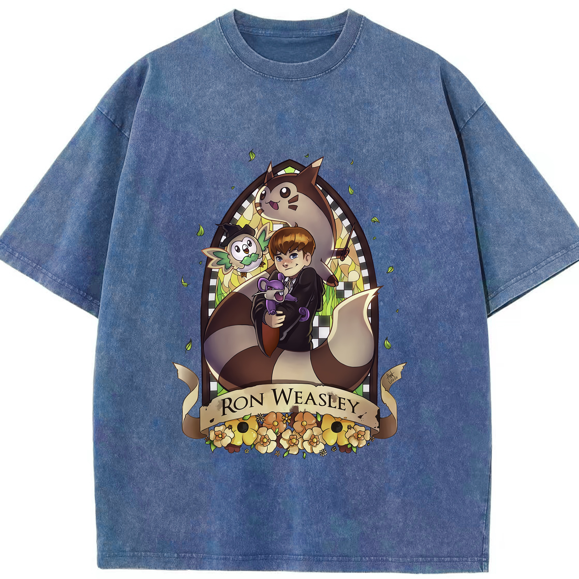 （画像用） Harry Potter ハリー・ポッターシリーズ 綿100% ヴィンテージ風 半袖Tシャツ（フロントプリント）