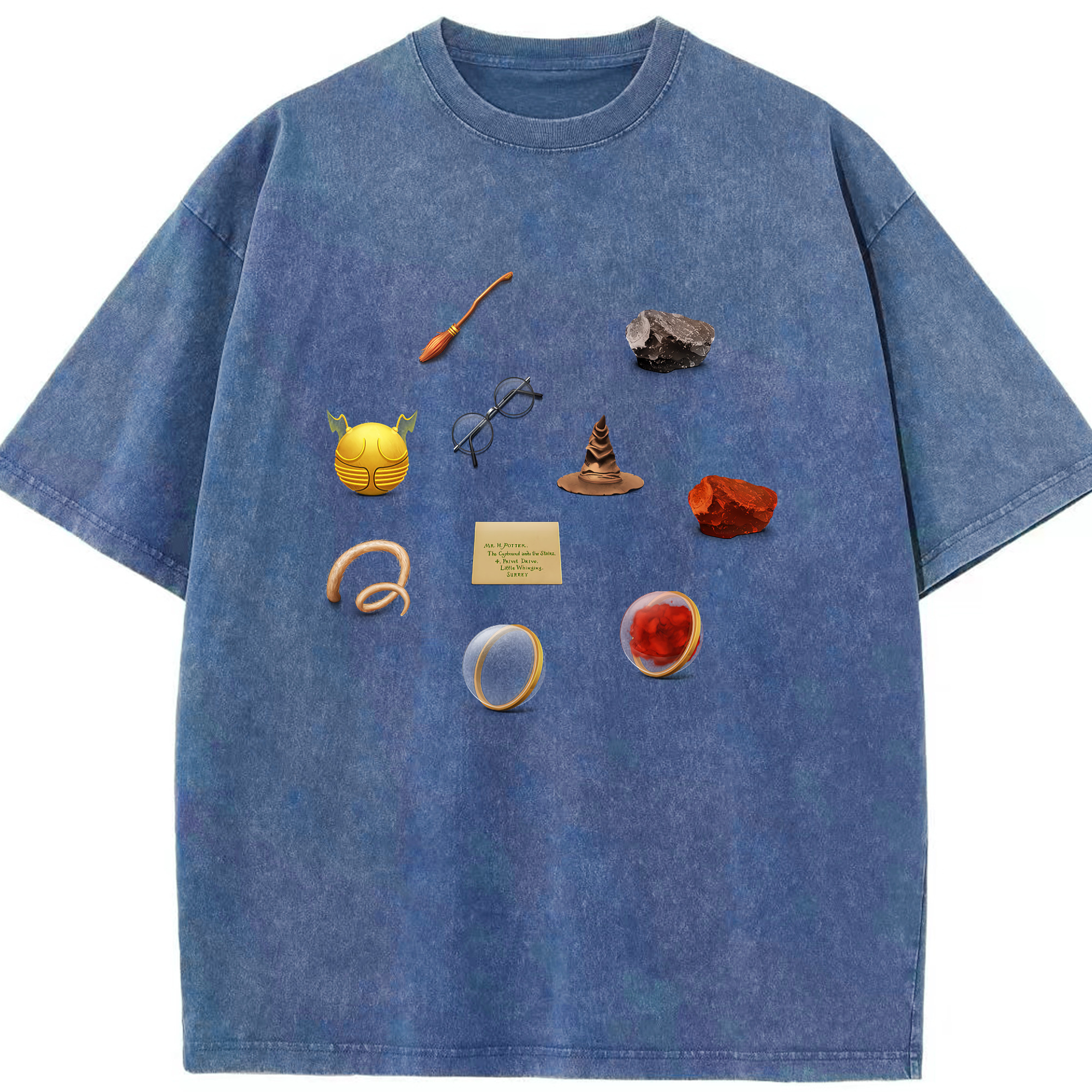 （画像用） Harry Potter ハリー・ポッターシリーズ 綿100% ヴィンテージ風 半袖Tシャツ（フロントプリント）