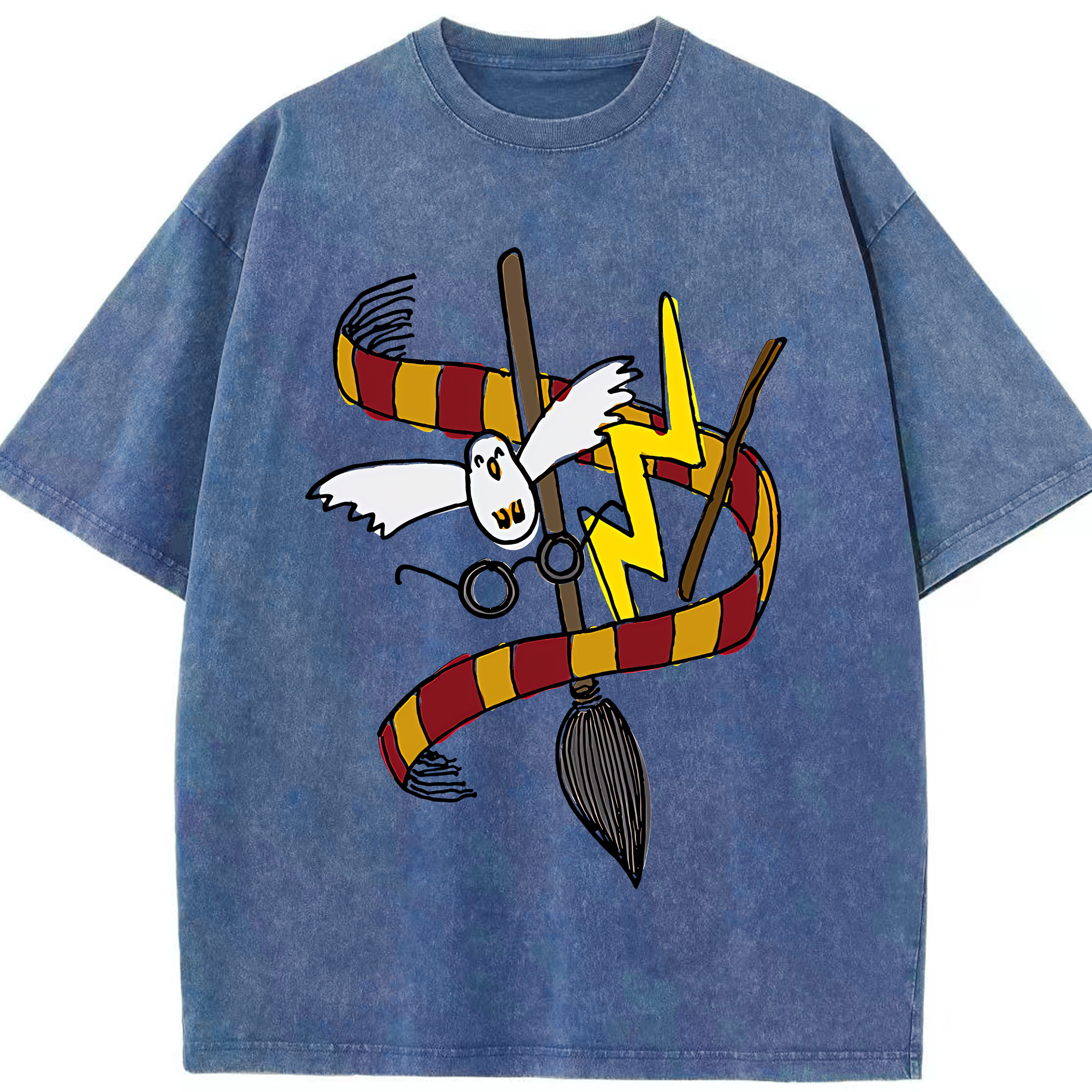 （画像用） Harry Potter ハリー・ポッターシリーズ 綿100% ヴィンテージ風 半袖Tシャツ（フロントプリント）