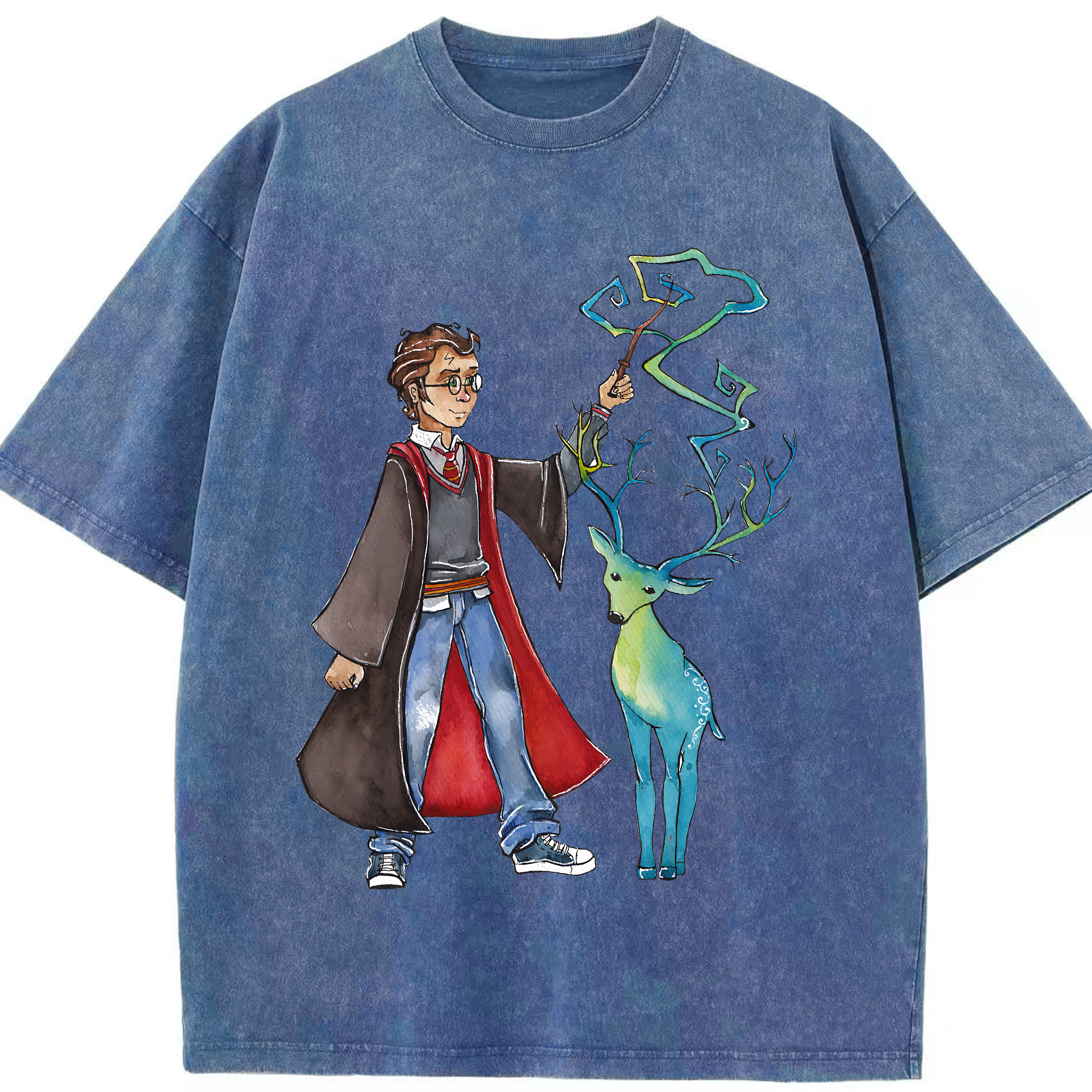 （画像用） Harry Potter ハリー・ポッターシリーズ 綿100% ヴィンテージ風 半袖Tシャツ（フロントプリント）