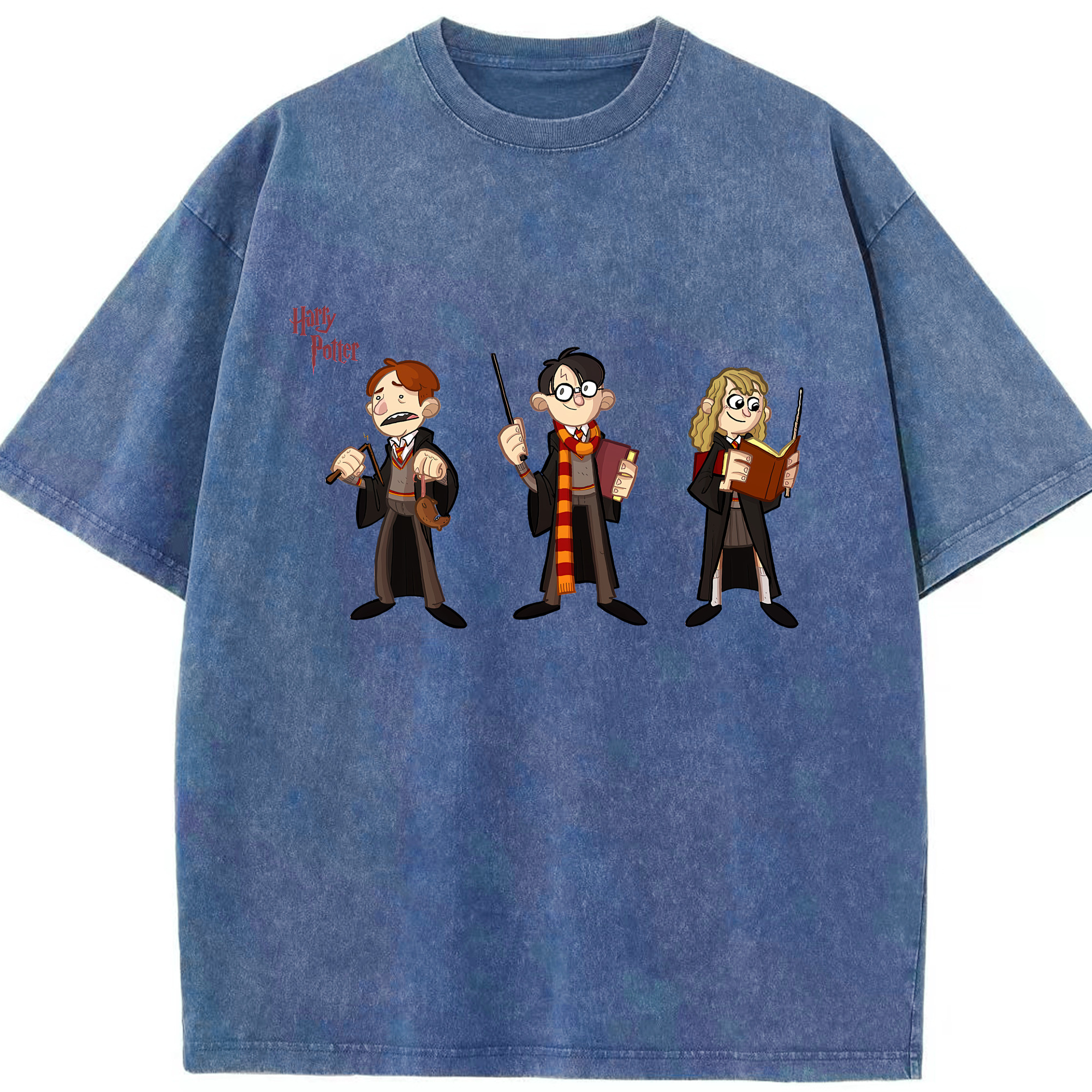 （画像用） Harry Potter ハリー・ポッターシリーズ 綿100% ヴィンテージ風 半袖Tシャツ（フロントプリント）
