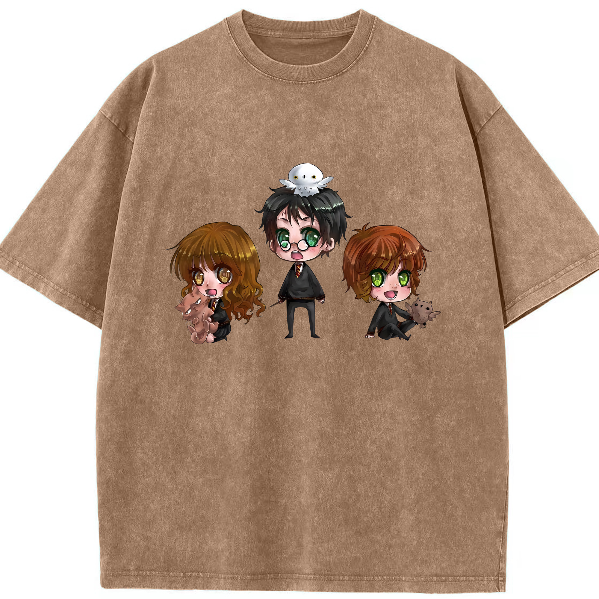 （画像用） Harry Potter ハリー・ポッターシリーズ 綿100% ヴィンテージ風 半袖Tシャツ（フロントプリント）