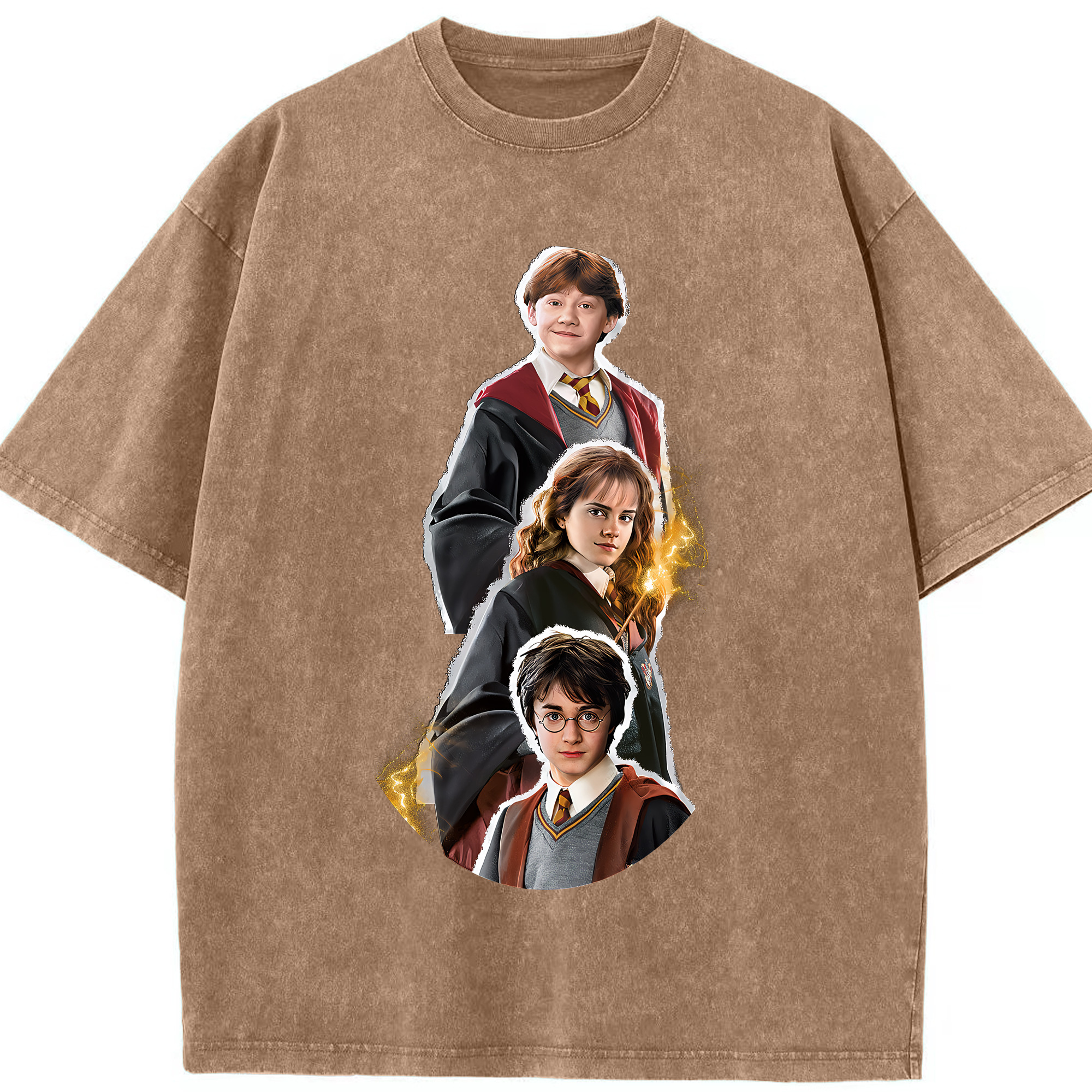 （画像用） Harry Potter ハリー・ポッターシリーズ 綿100% ヴィンテージ風 半袖Tシャツ（フロントプリント）