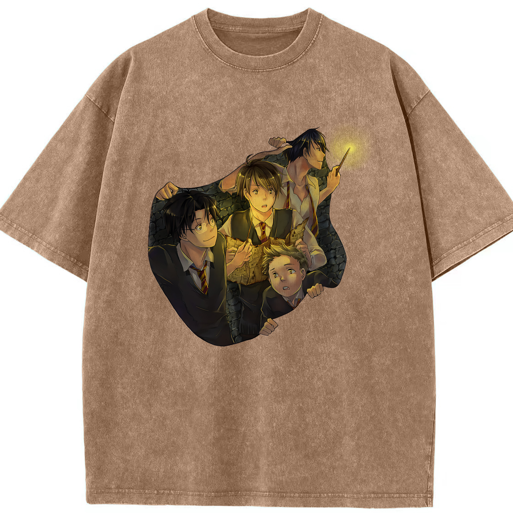 （画像用） Harry Potter ハリー・ポッターシリーズ 綿100% ヴィンテージ風 半袖Tシャツ（フロントプリント）