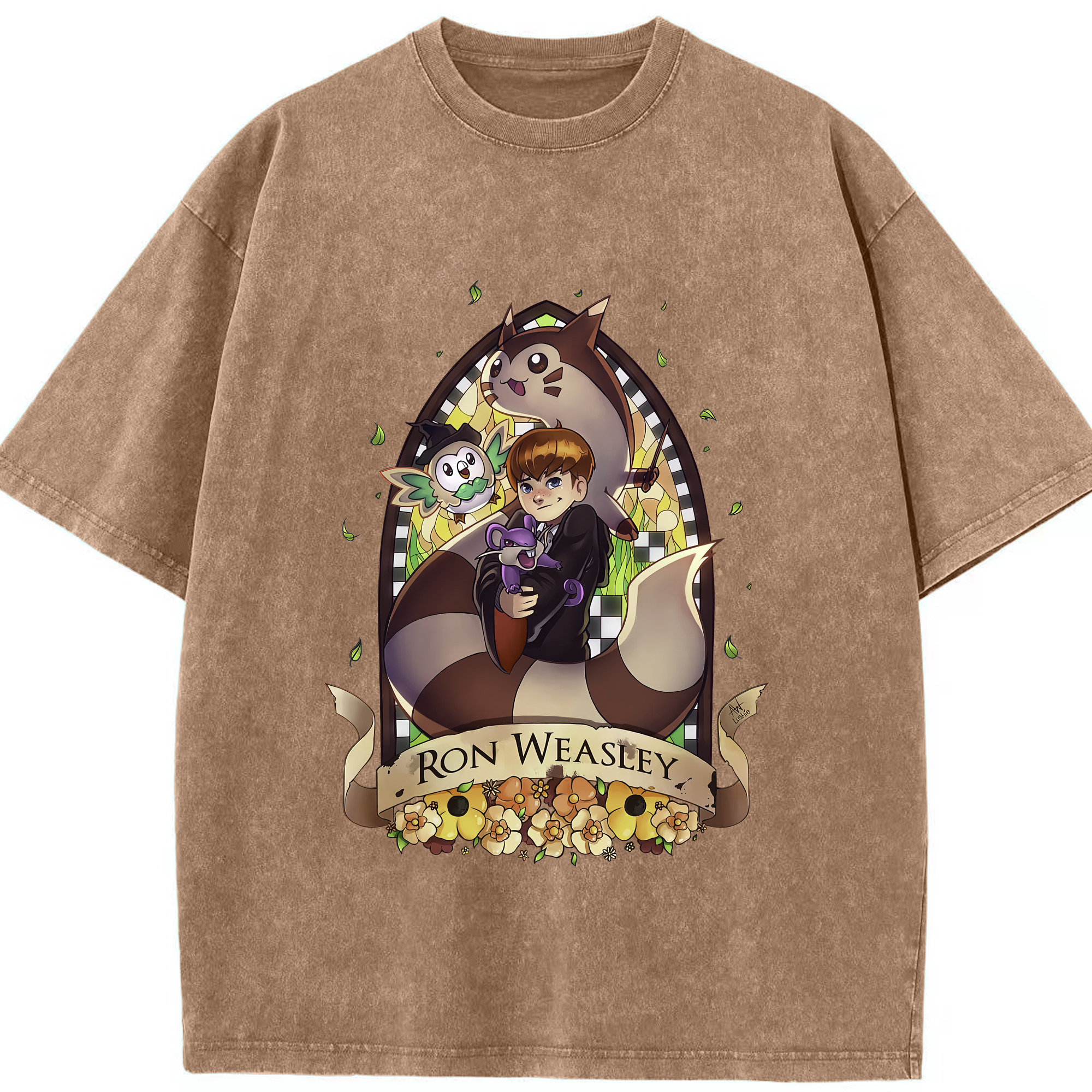 （画像用） Harry Potter ハリー・ポッターシリーズ 綿100% ヴィンテージ風 半袖Tシャツ（フロントプリント）
