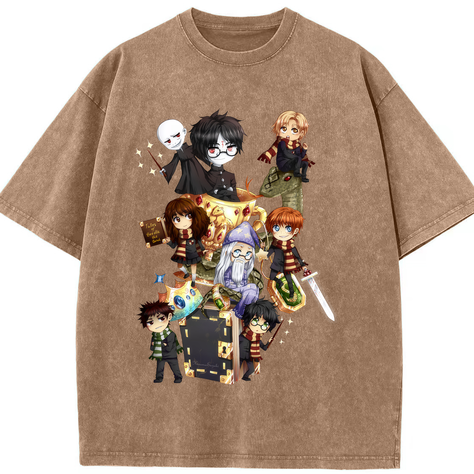 （画像用） Harry Potter ハリー・ポッターシリーズ 綿100% ヴィンテージ風 半袖Tシャツ（フロントプリント）