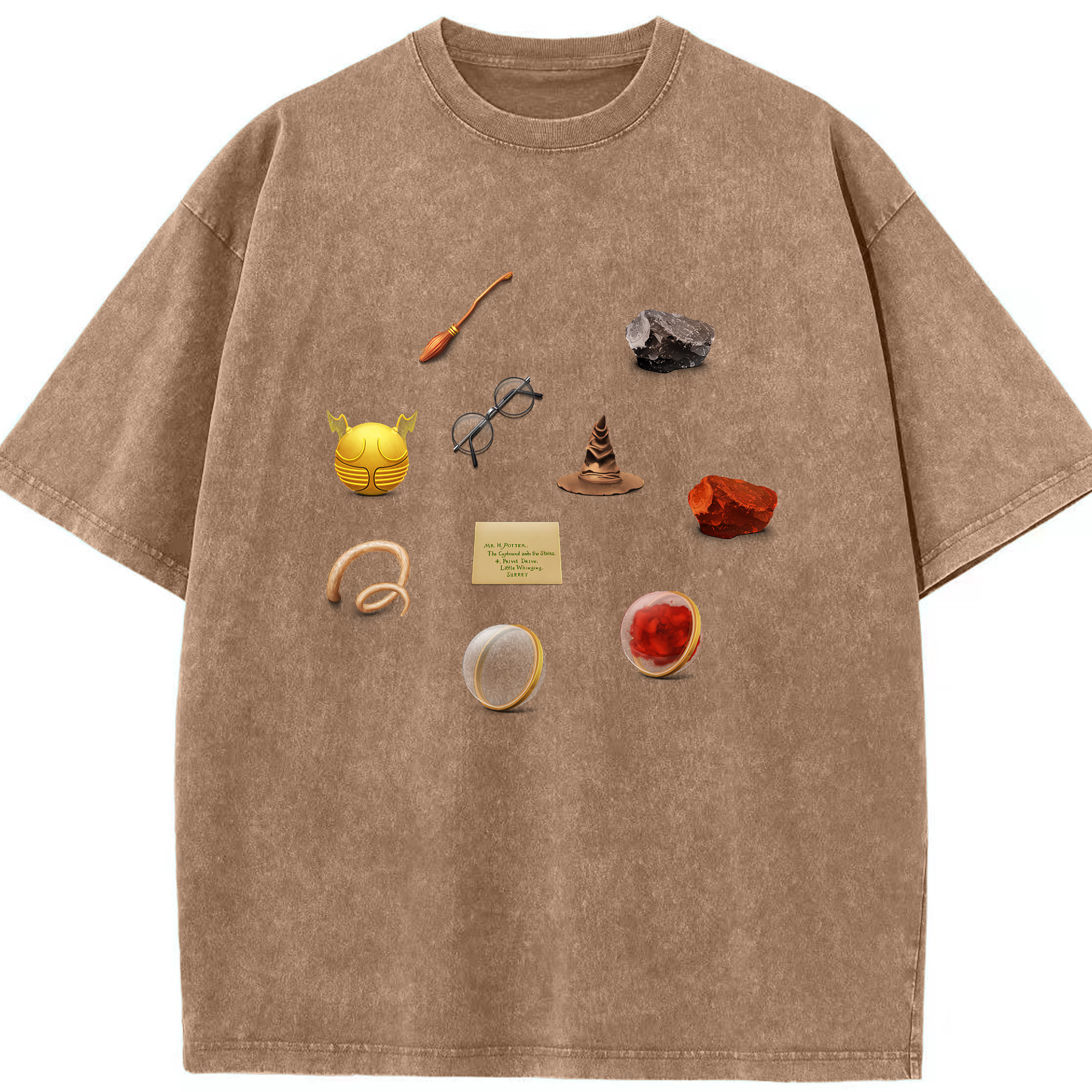 （画像用） Harry Potter ハリー・ポッターシリーズ 綿100% ヴィンテージ風 半袖Tシャツ（フロントプリント）