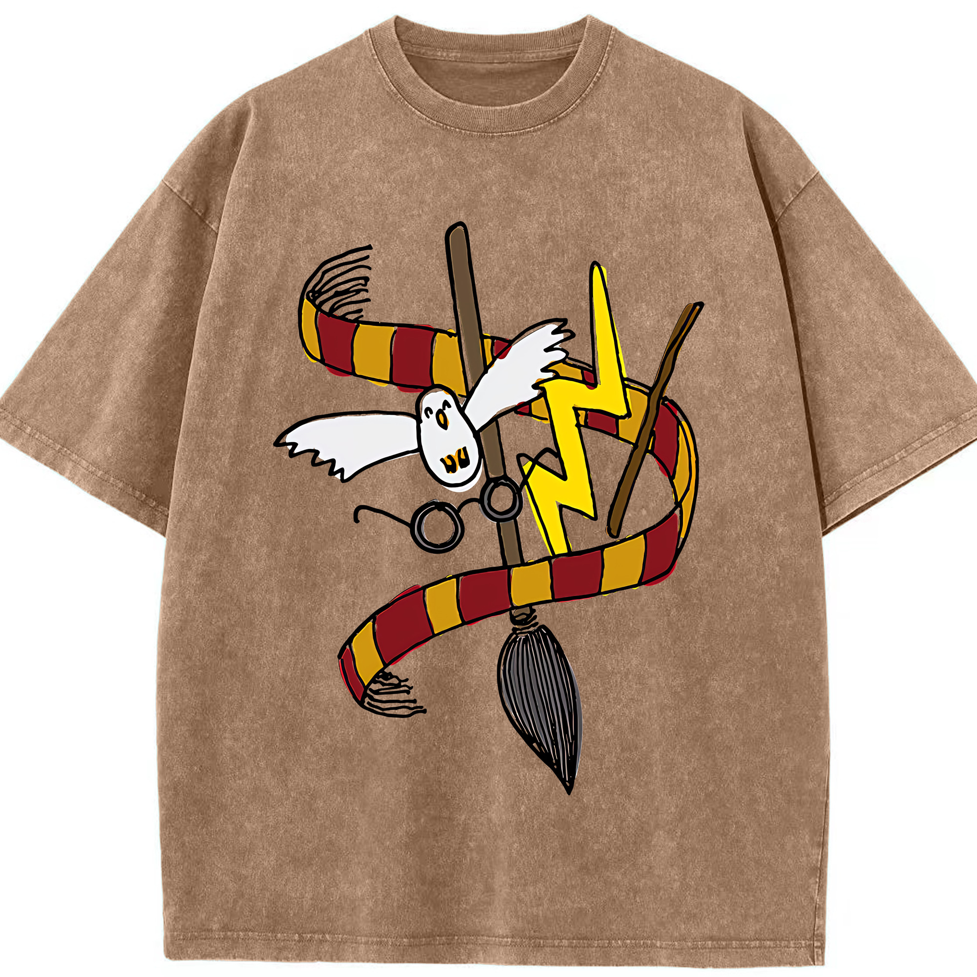 （画像用） Harry Potter ハリー・ポッターシリーズ 綿100% ヴィンテージ風 半袖Tシャツ（フロントプリント）