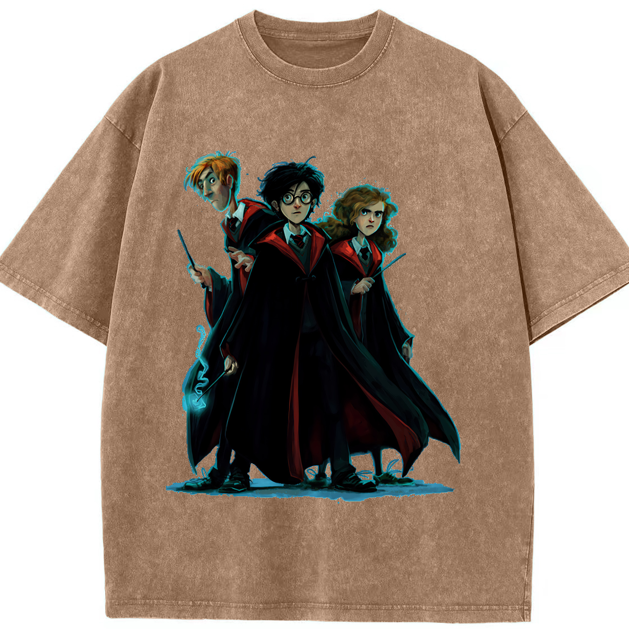 （画像用） Harry Potter ハリー・ポッターシリーズ 綿100% ヴィンテージ風 半袖Tシャツ（フロントプリント）