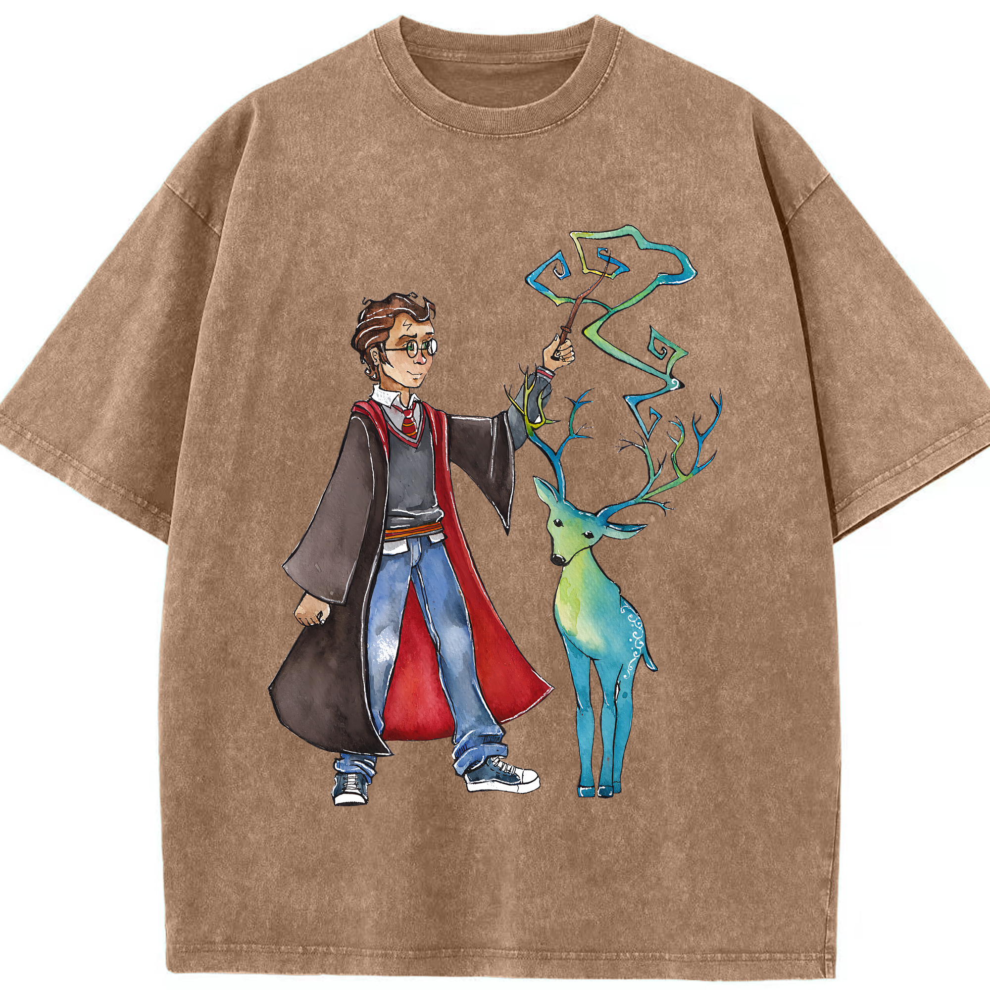 （画像用） Harry Potter ハリー・ポッターシリーズ 綿100% ヴィンテージ風 半袖Tシャツ（フロントプリント）