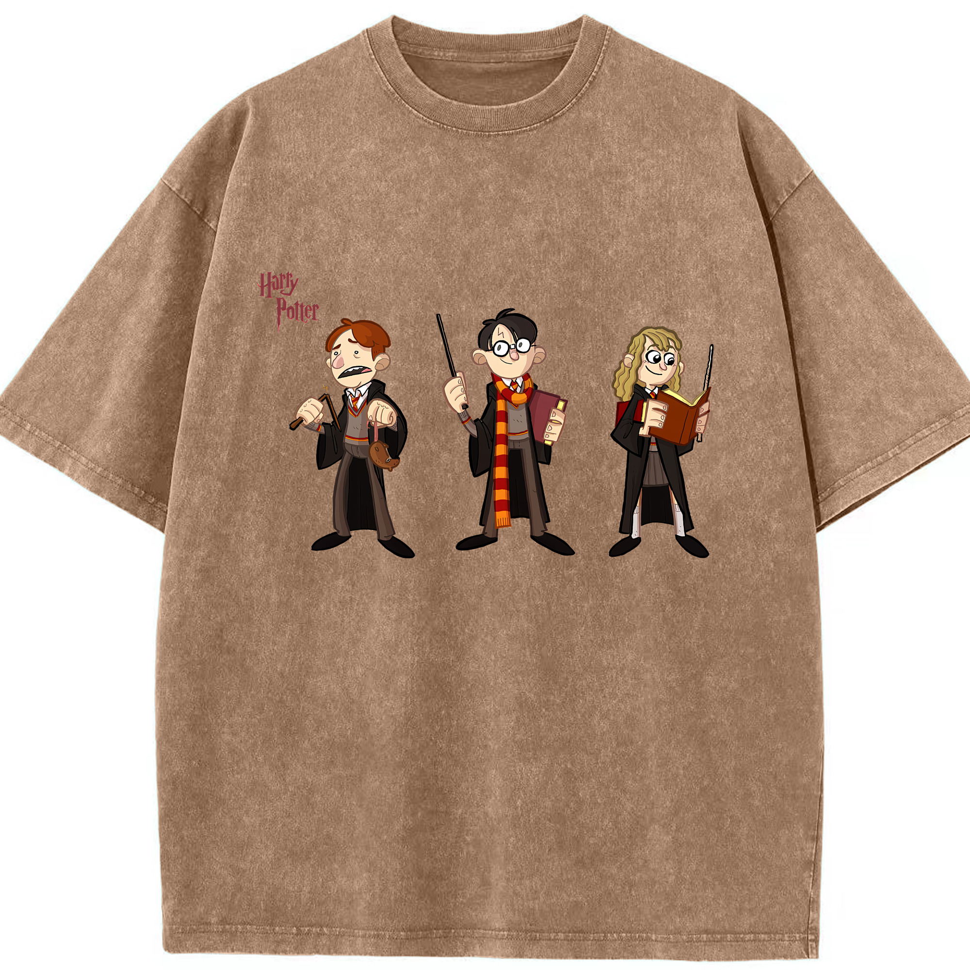 （画像用） Harry Potter ハリー・ポッターシリーズ 綿100% ヴィンテージ風 半袖Tシャツ（フロントプリント）