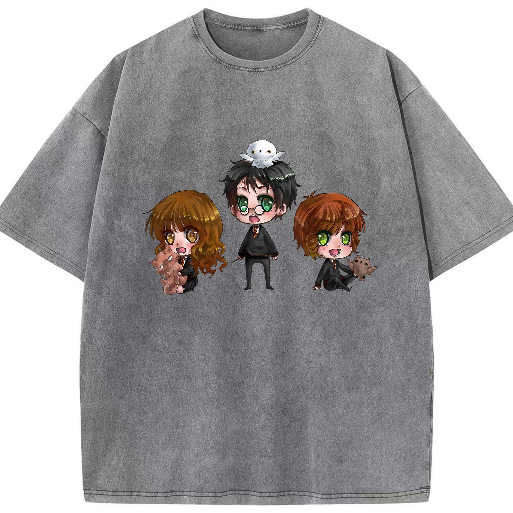 （画像用） Harry Potter ハリー・ポッターシリーズ 綿100% ヴィンテージ風 半袖Tシャツ（フロントプリント）
